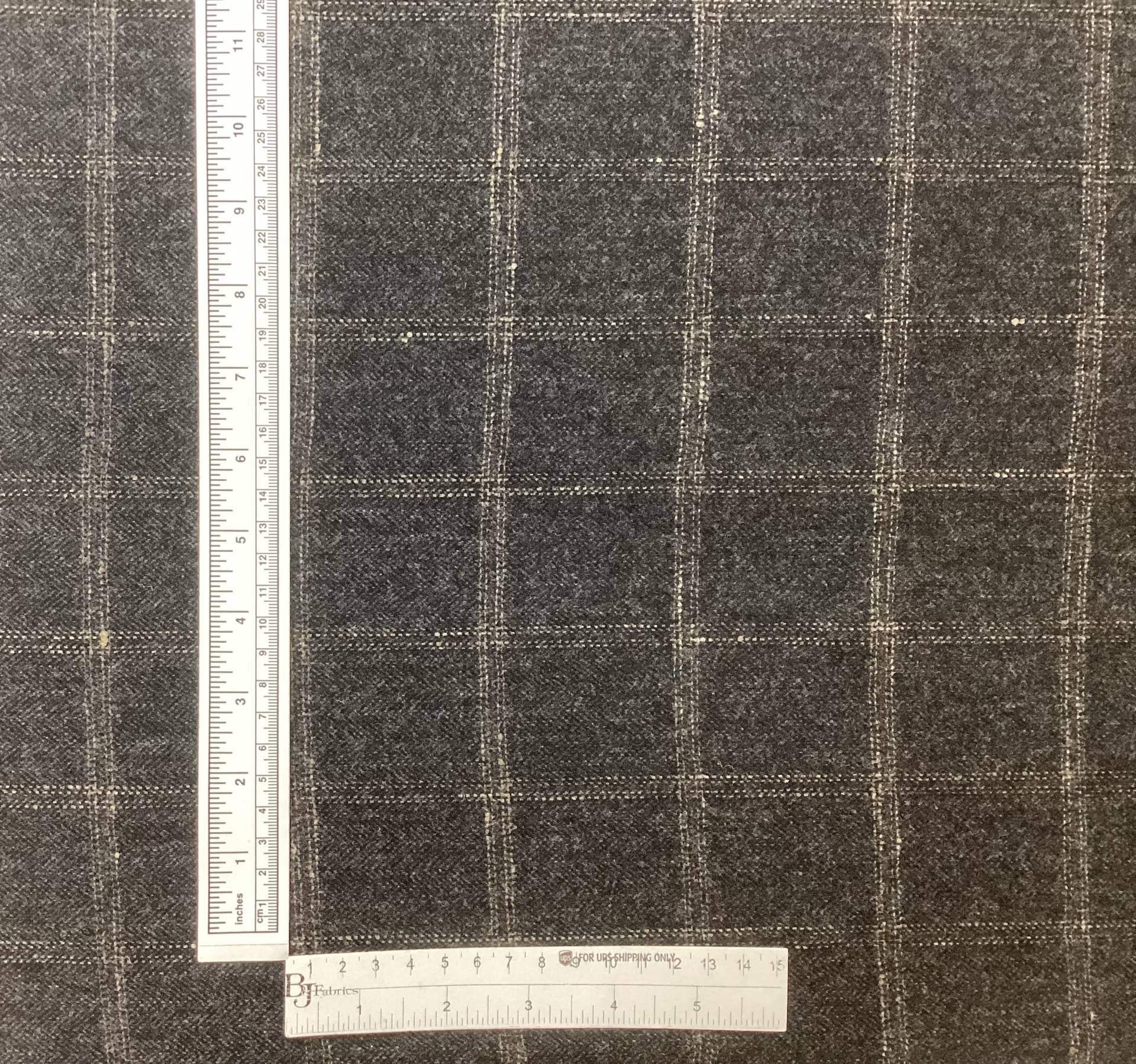 Italian Wool Windowpane Herringbone Suiting in Charcoal