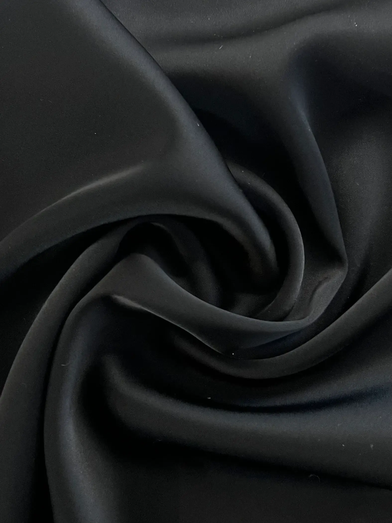 Triacetate Blend Double Face Stretch Charmeuse in Black