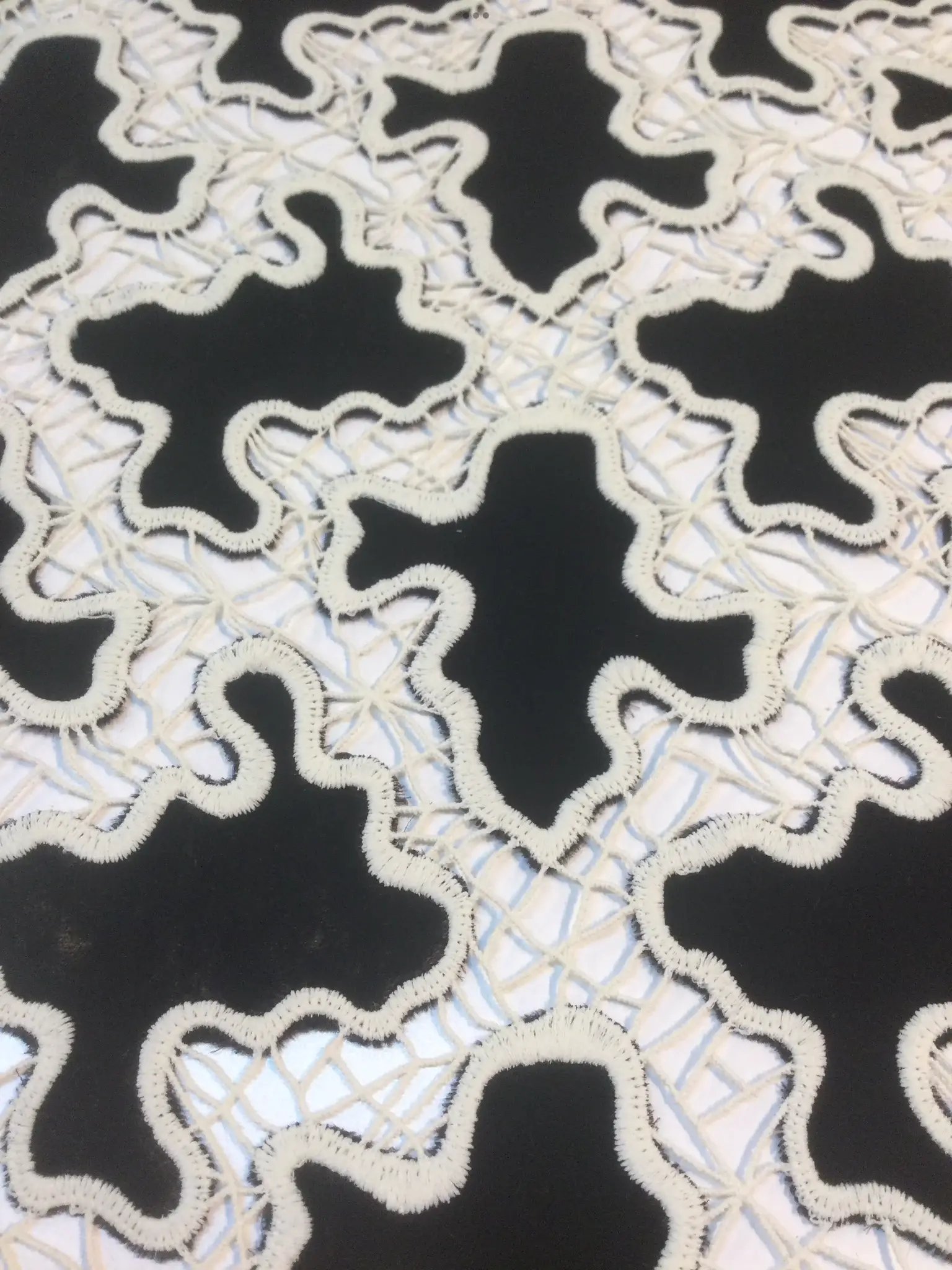 Embroidered Velvet on Macrame'