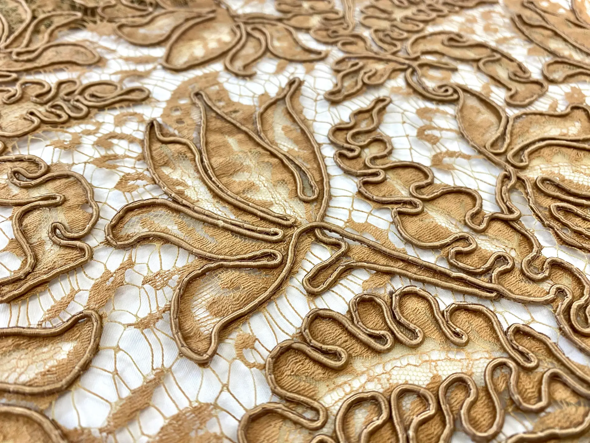 French Soutaché Lace in Camel.
