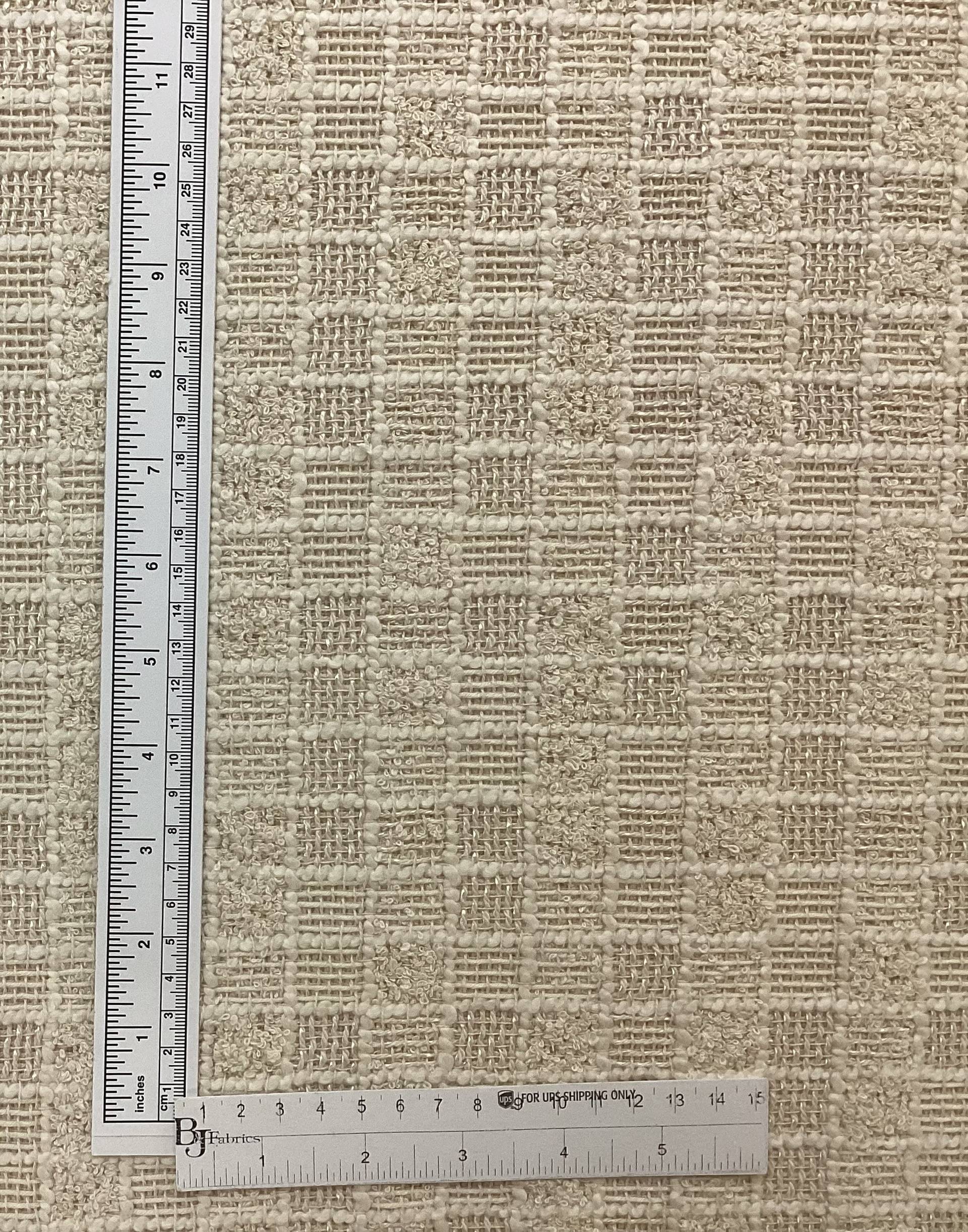Cotton & Nylon Checkerboard Tweed In Chickpea