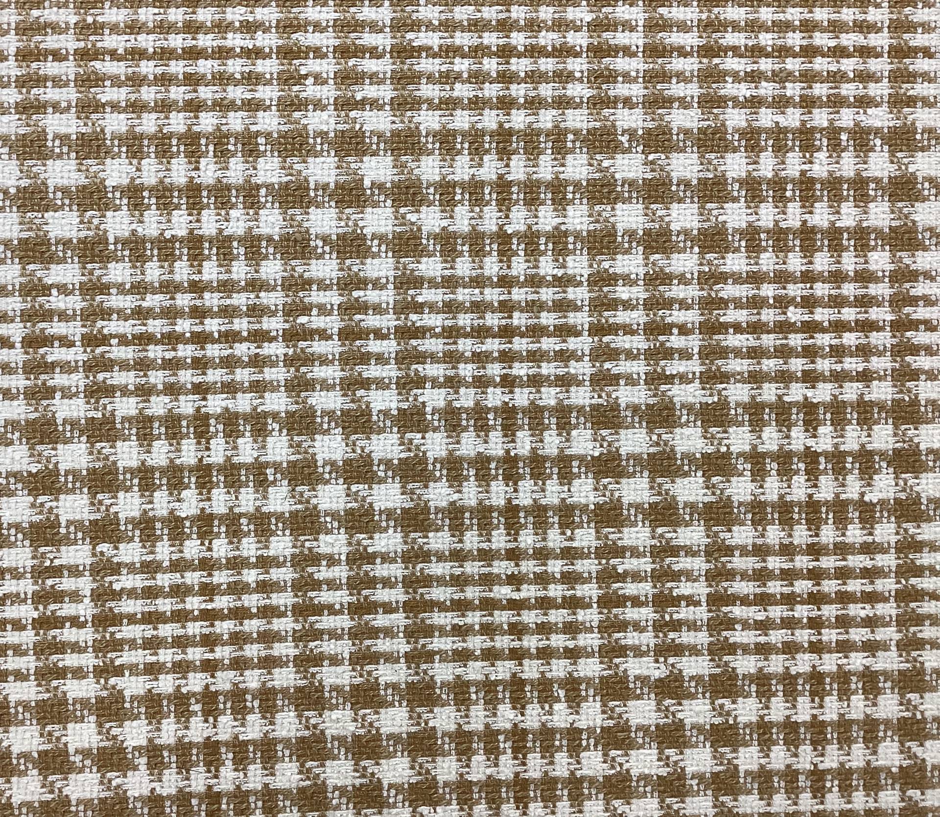 Cotton Blend Glen Plaid Tweed In Caramel & Vanilla