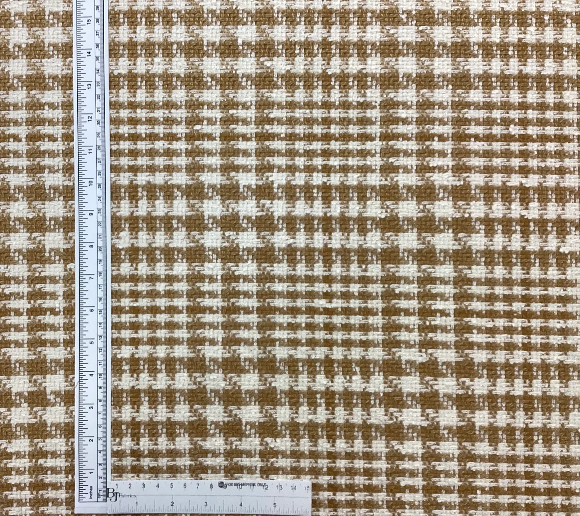 Cotton Blend Glen Plaid Tweed In Caramel & Vanilla