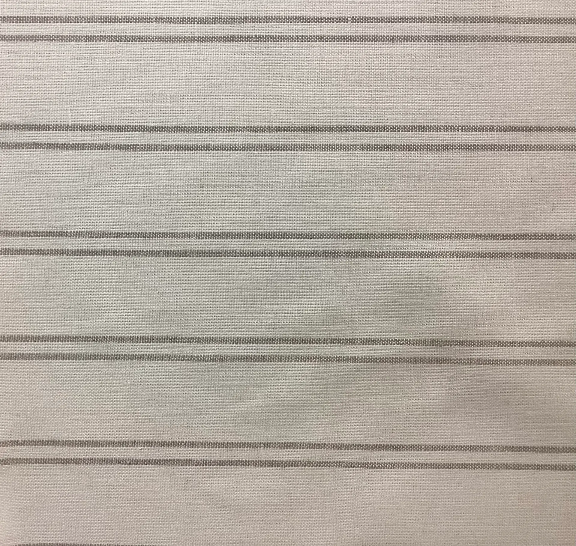 100% Linen Heavy Weight Yarn-Dye Stripe In Light Taupe On Cream