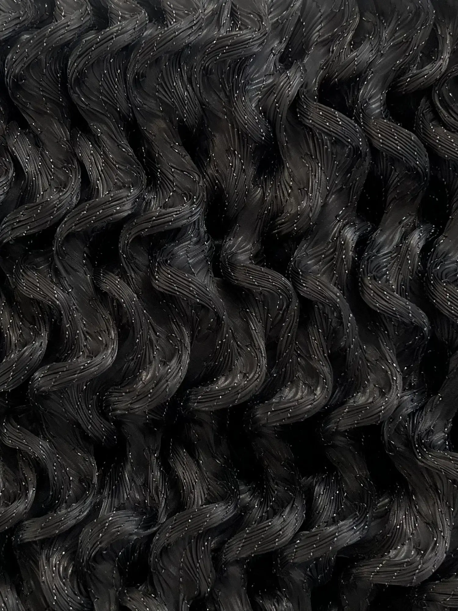 Novelty Polyester Liquid Organza Finger Wave in Black