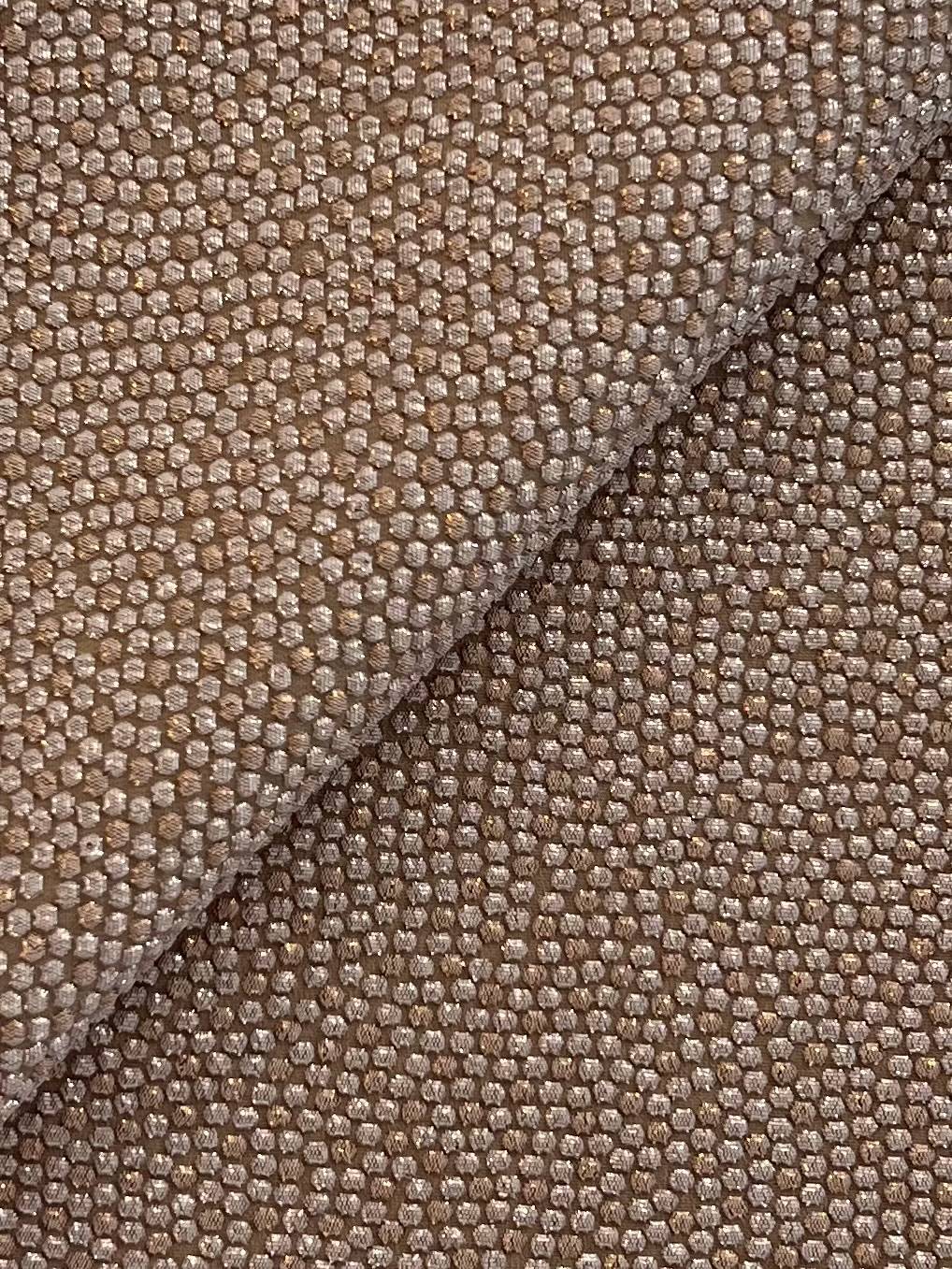 Stretch Metallic Brocade  in Rose Gold & Pink