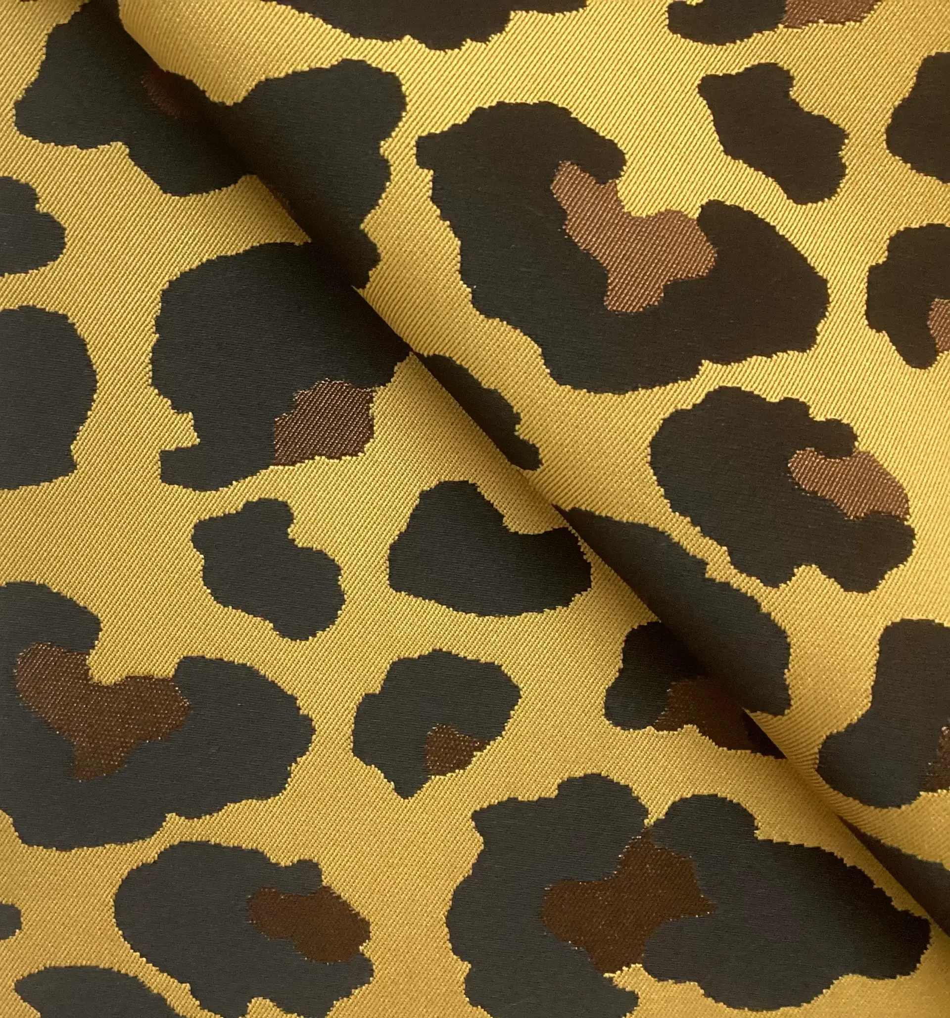 Made In Italy Polyester & Acetate Brocade In Leopard Pattern Gold Black & Brown