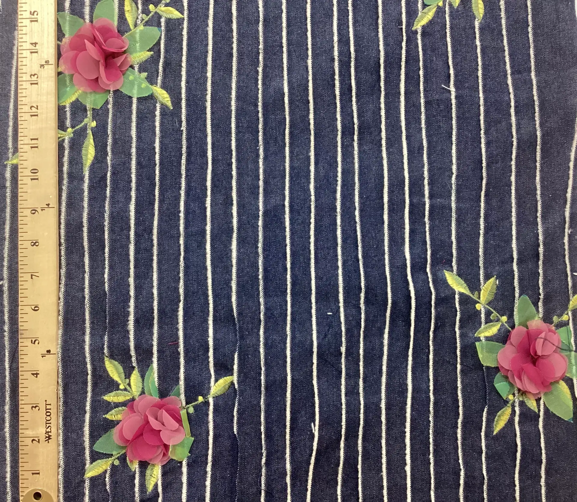 Embroidery On Overlapping Denim Ribbon 