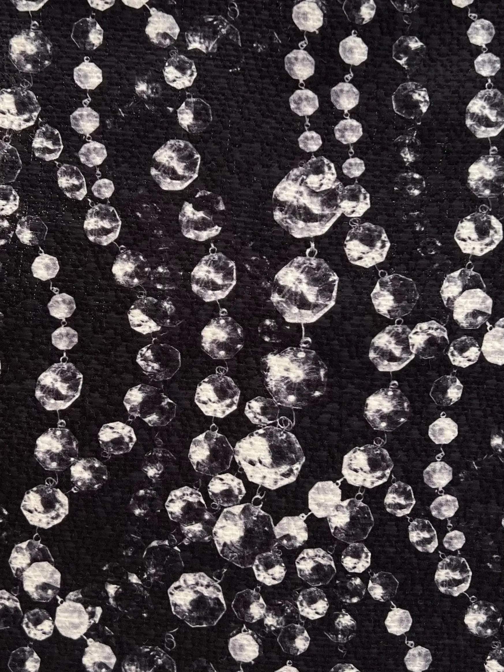 Silk and Wool Brocade Fabric in Black & White