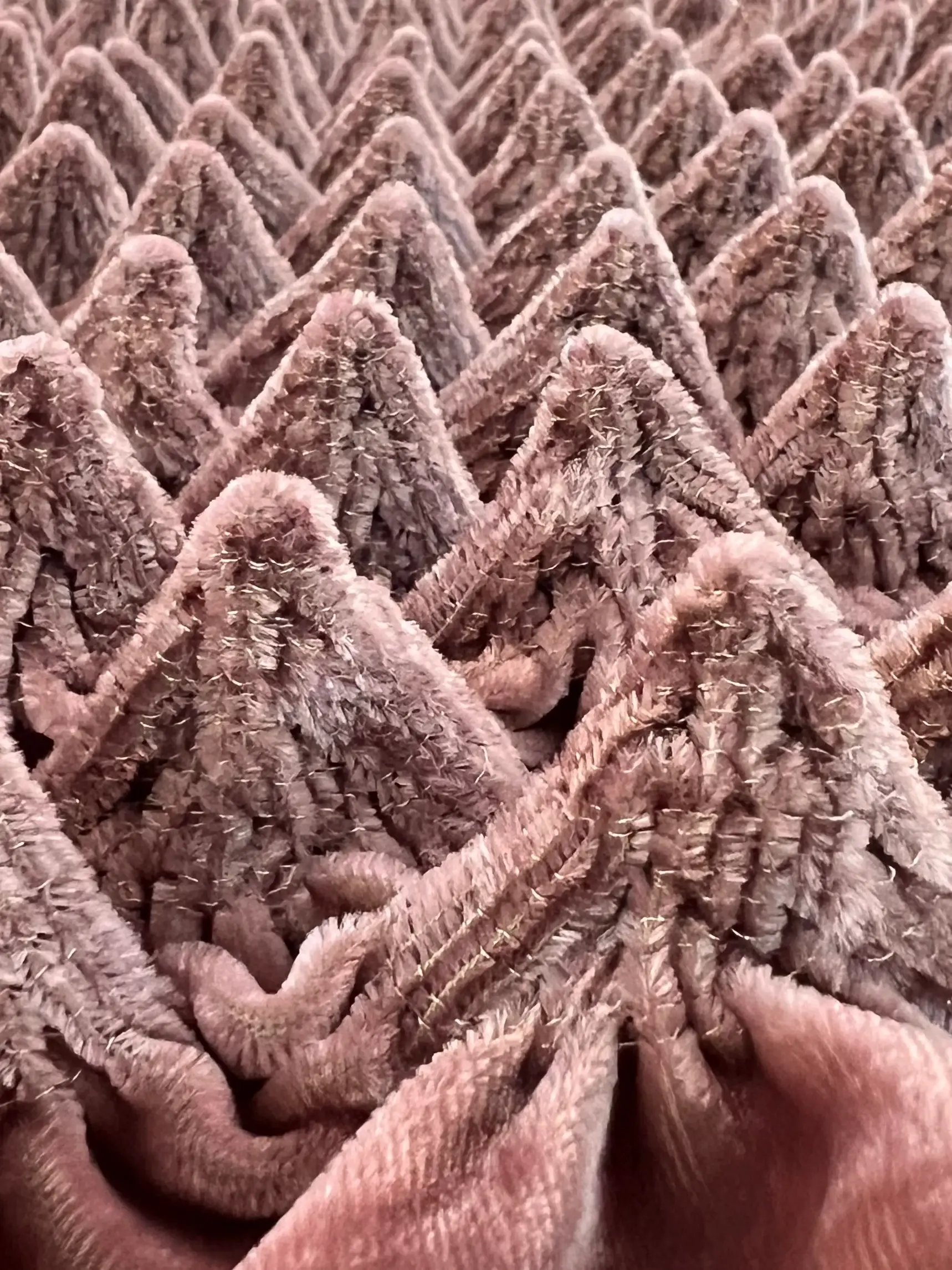 French Novelty Dimensional Cone-Shaped Velvet in Dusty Rose