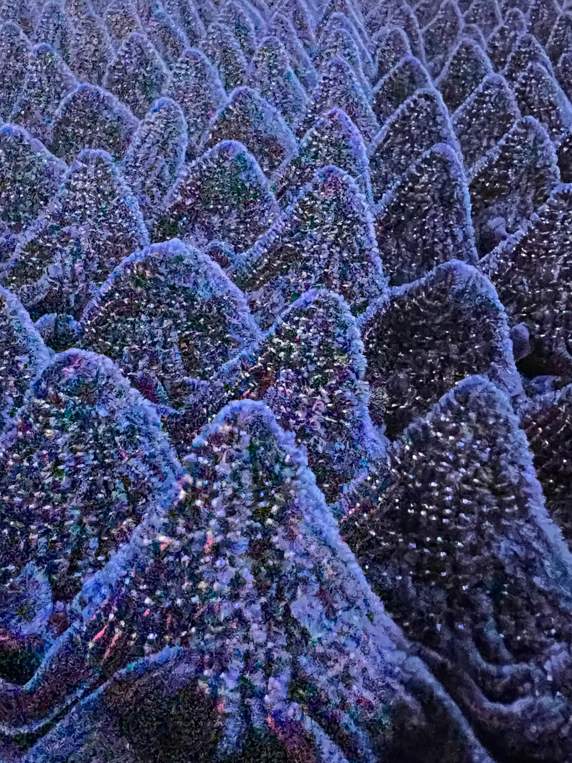 French Novelty Dimensional Cone Shaped Iridescent Velvet in Blue Red