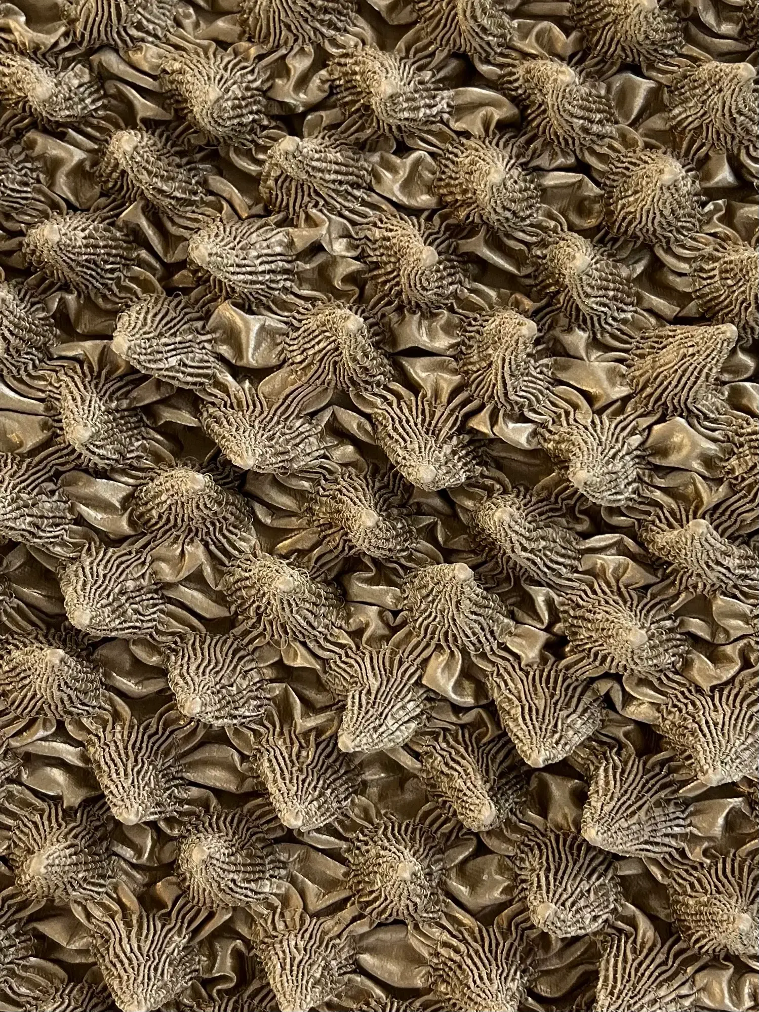 French Novelty Dimensional Cone-Shaped Coated Rayon in Gold