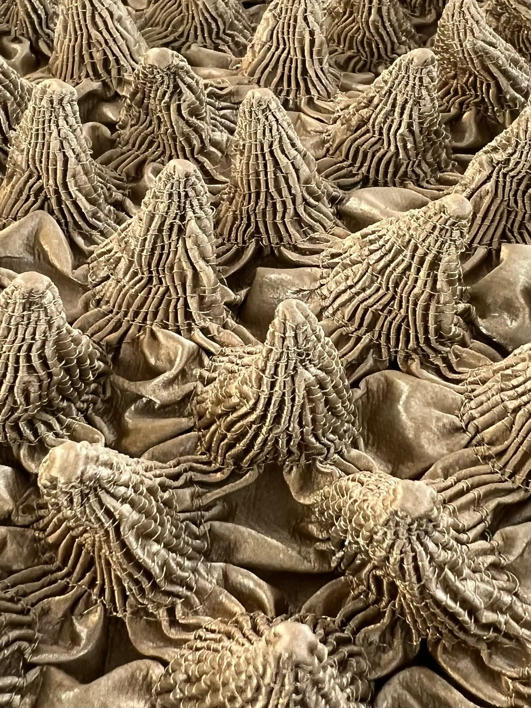 French Novelty Dimensional Cone-Shaped Coated Rayon in Gold