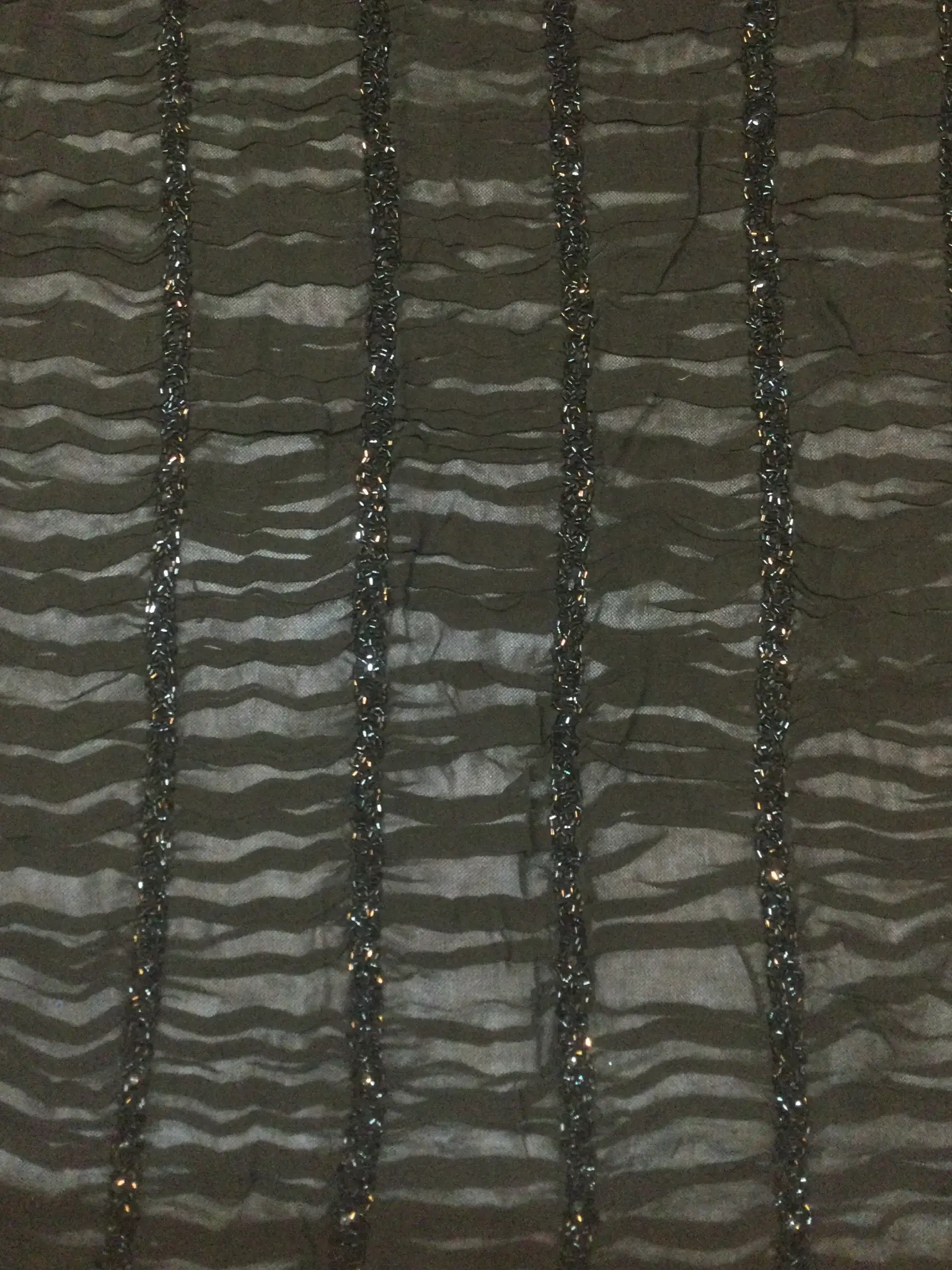 Beaded Tulle with Ruched Chiffon in Black