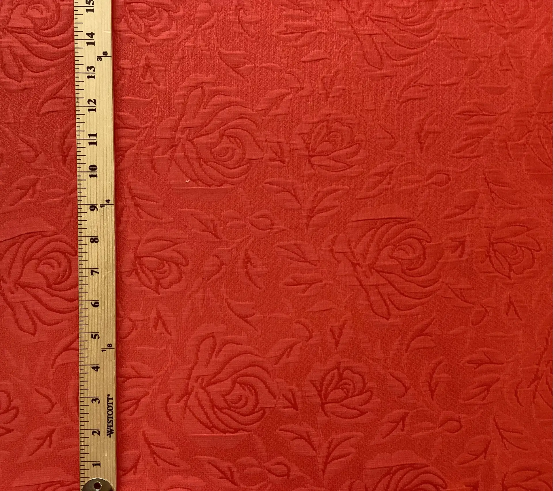 Silk and Rayon Brocade Floral Pattern In Coral Pink
