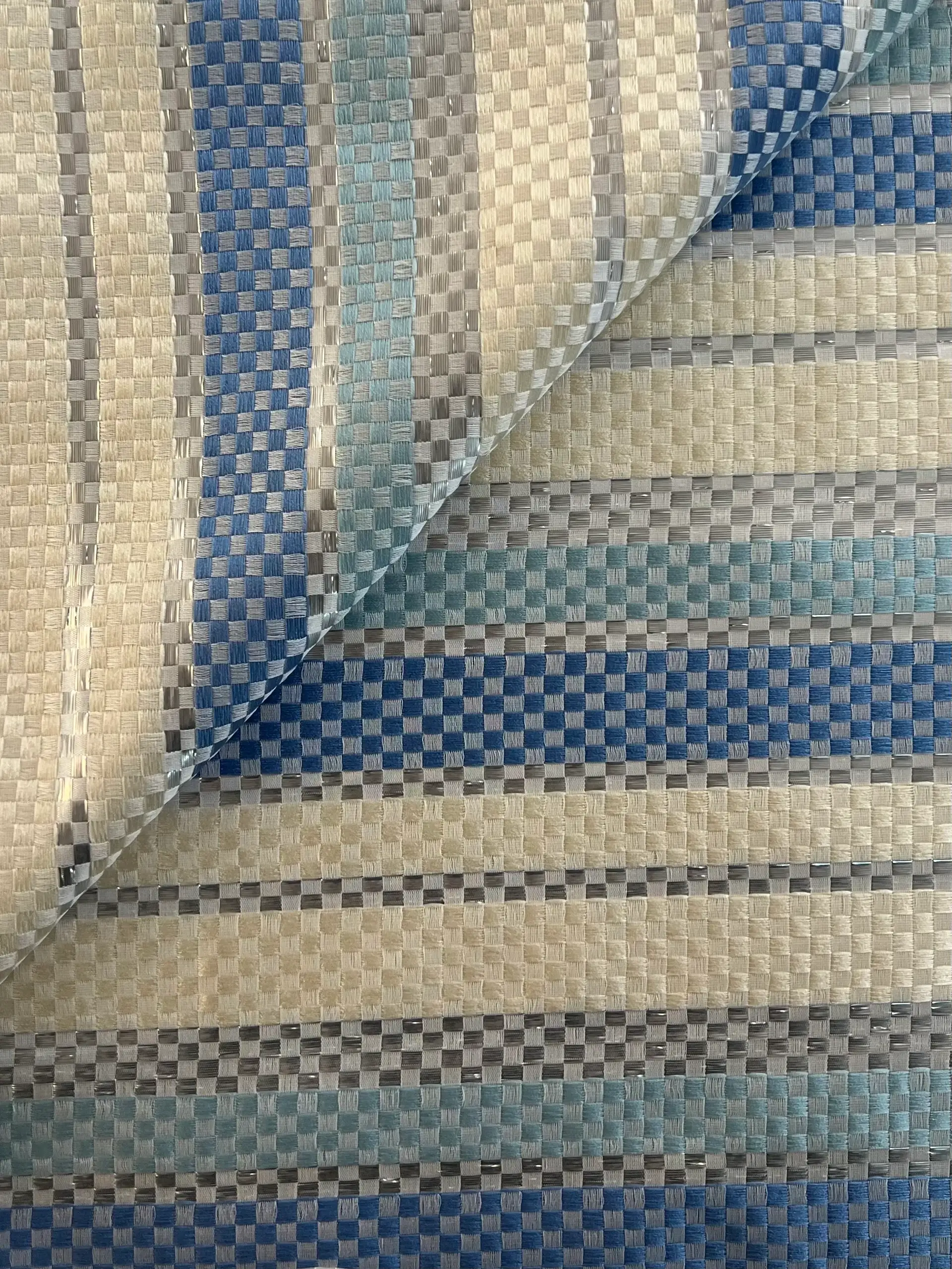 Multi Woven Basketweave Stripe with Lurex Powder Blue