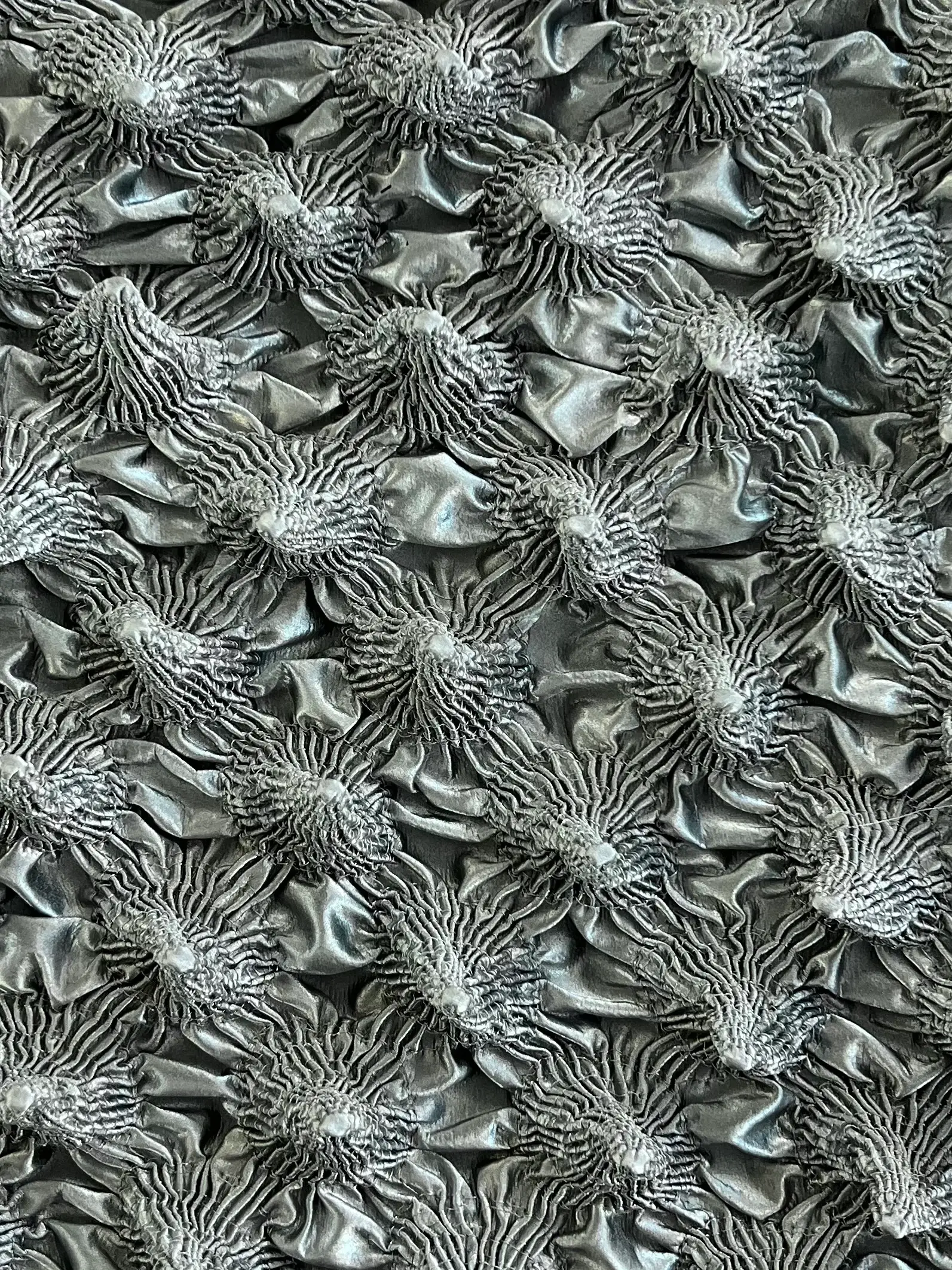 French Novelty Dimensional Cone-Shaped Coated Rayon in Silver