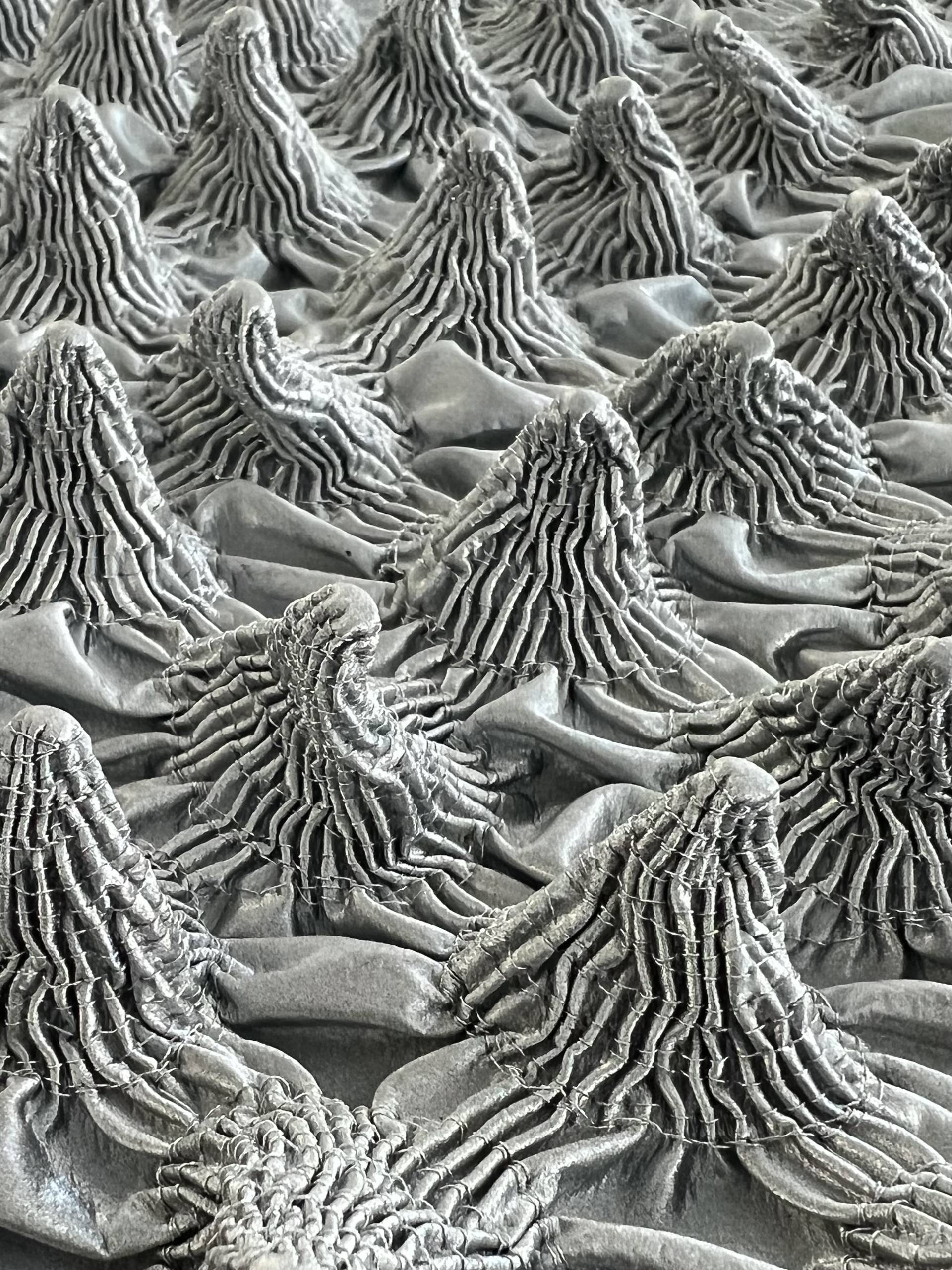 French Novelty Dimensional Cone-Shaped Coated Rayon in Silver