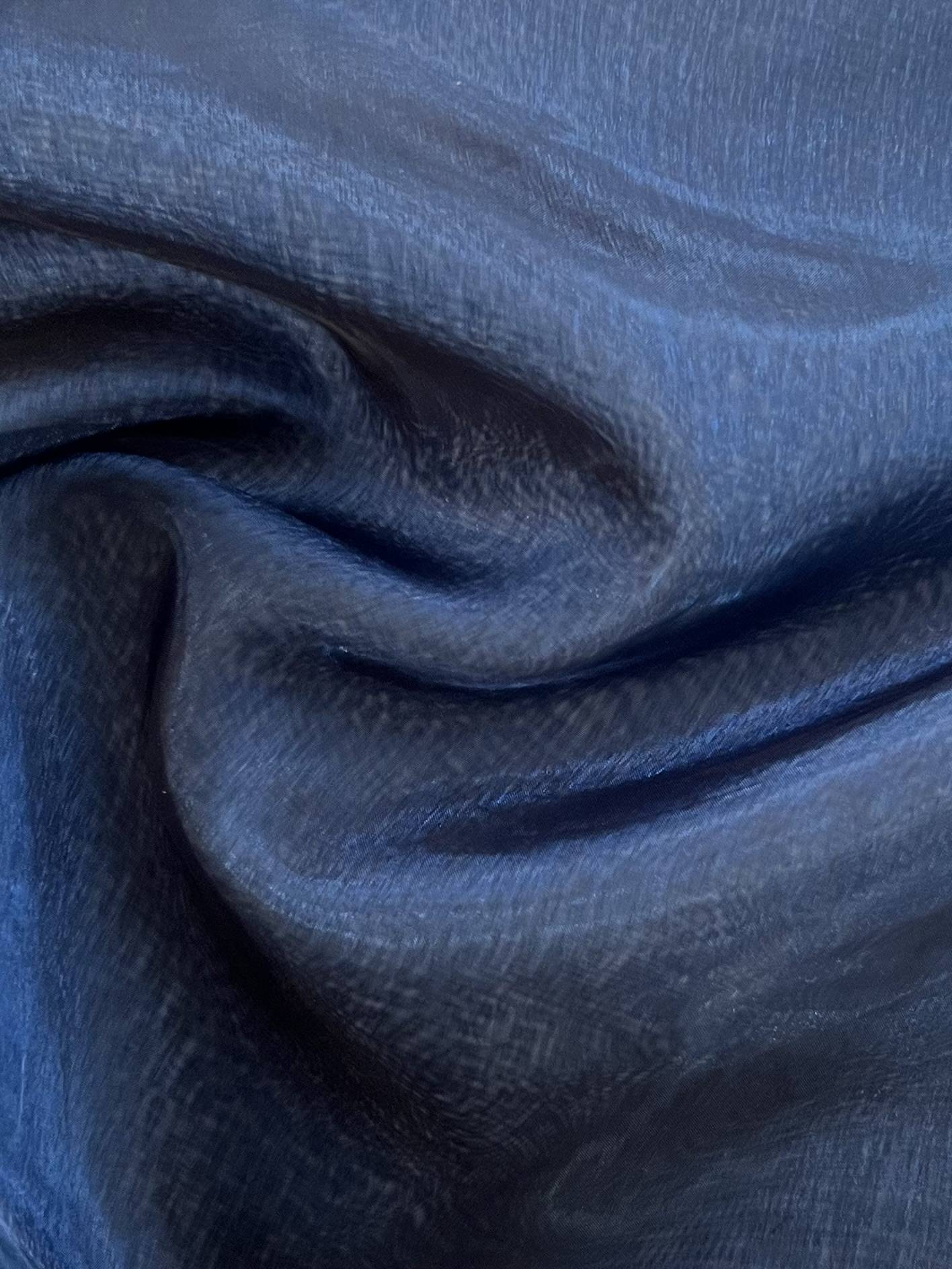 Polyester Extra Fine Iridescent Organza in Black/Royal Blue