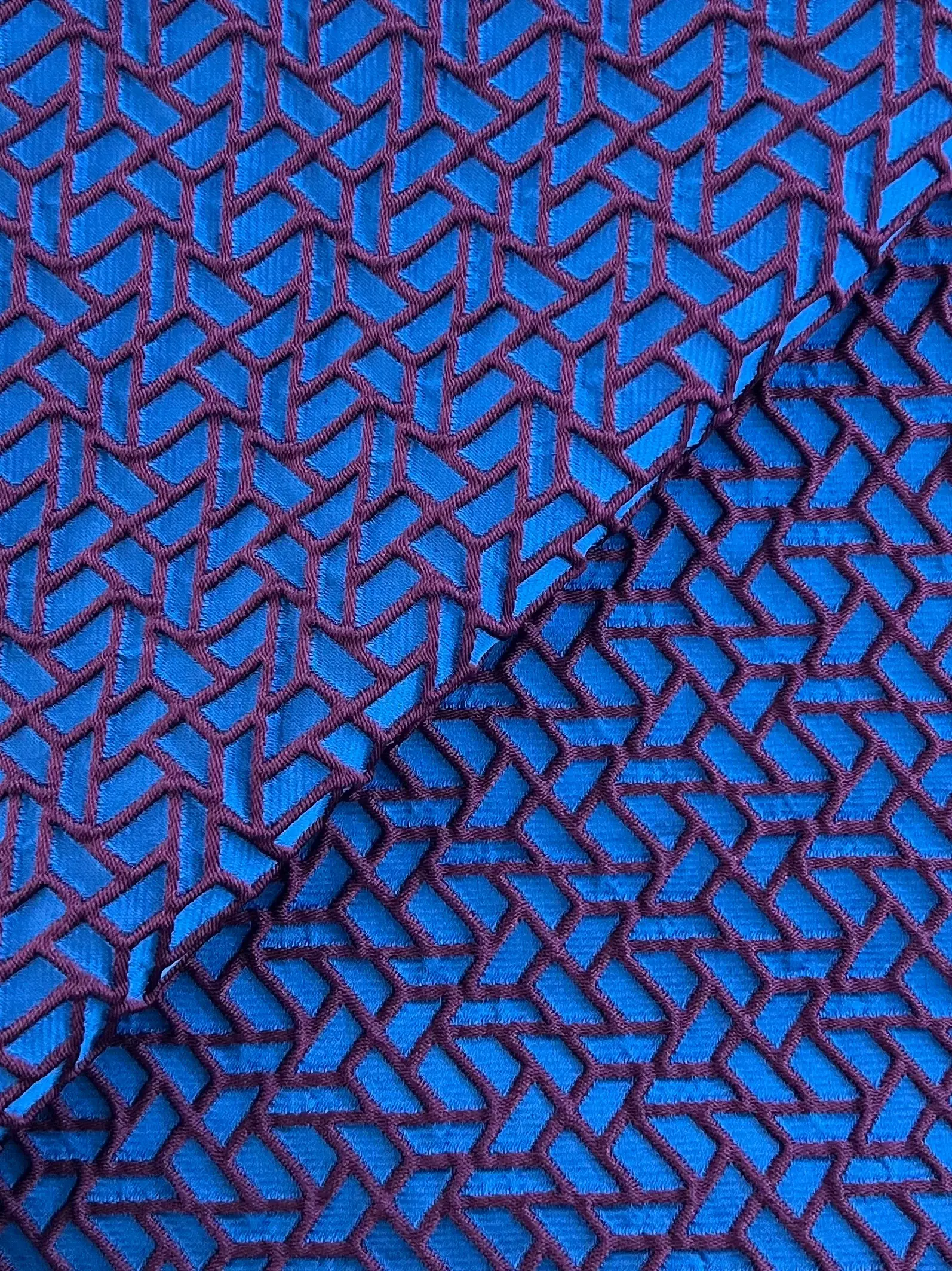 Bicolor Cloqué in Wine + Royal Blue