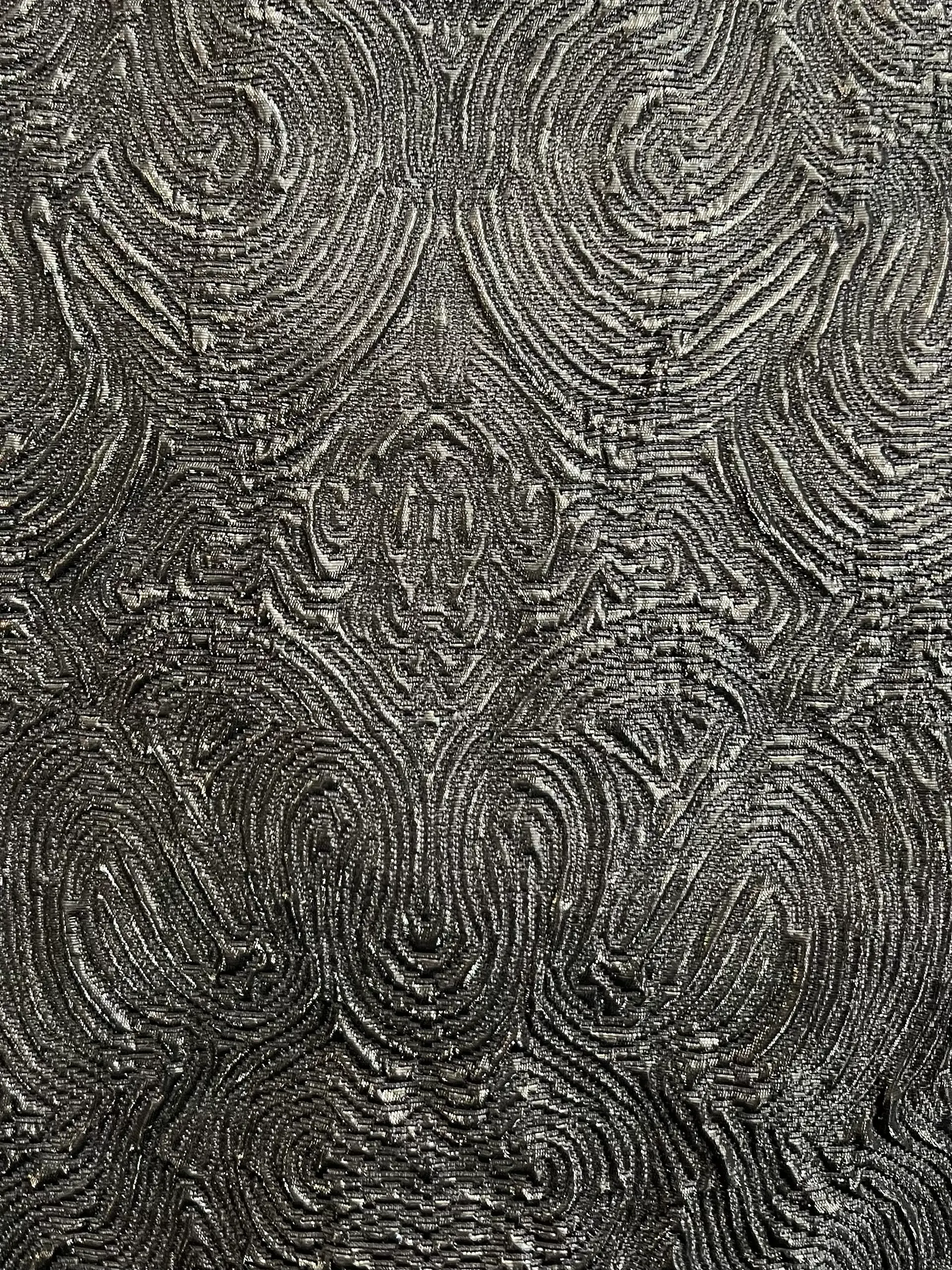 Stretch Cloqué in Grey Lurex + Charcoal 
