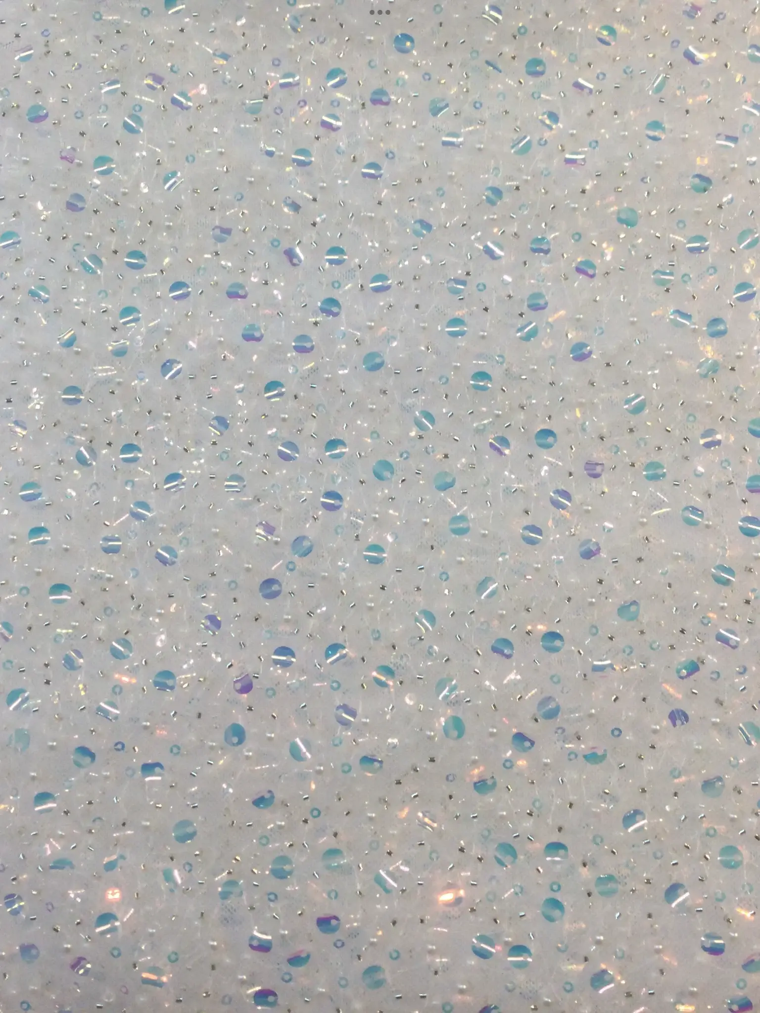 Opalescent Sequined Beaded Tulle in Ivory