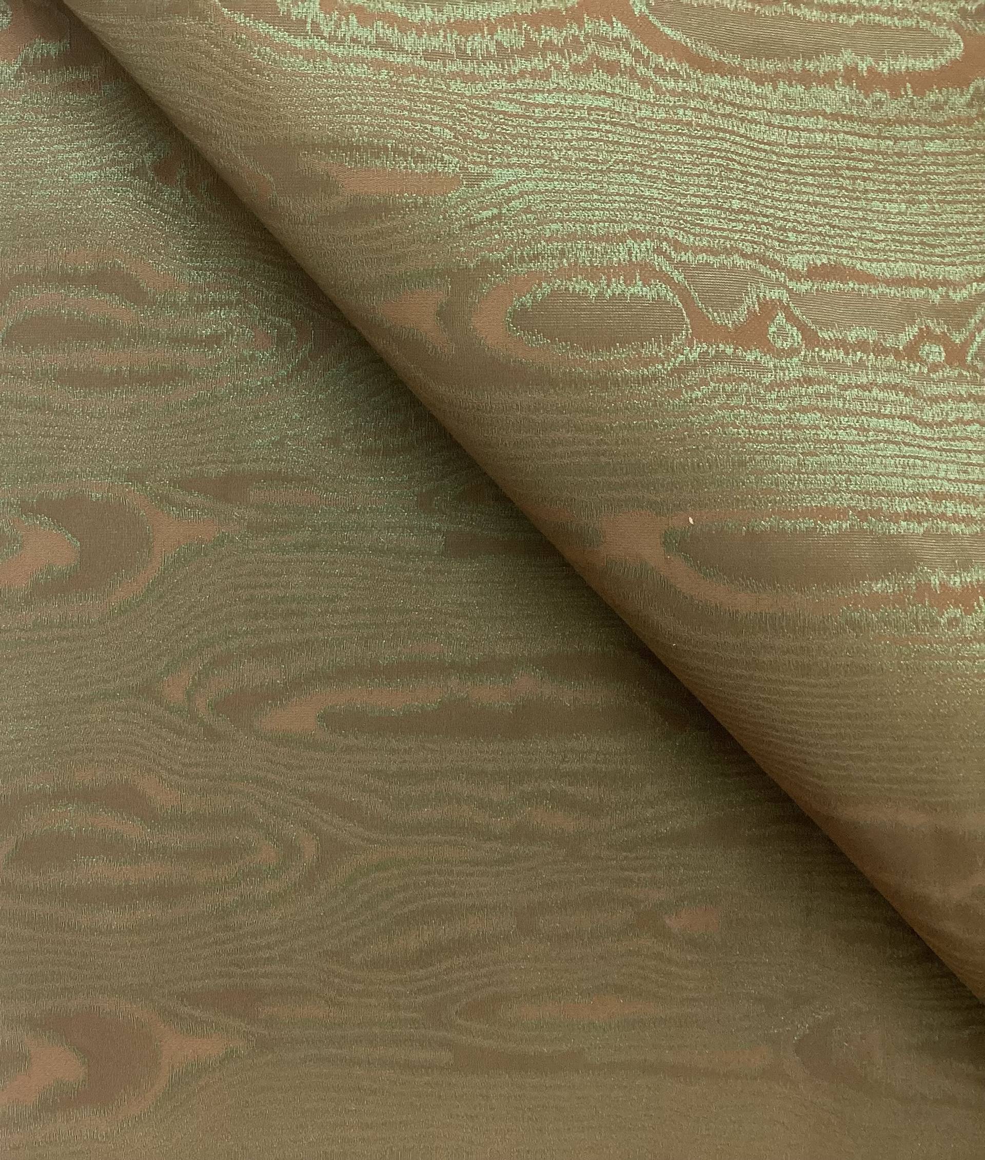 Italian Woven Moiré Jacquard in IRD Green/Brown