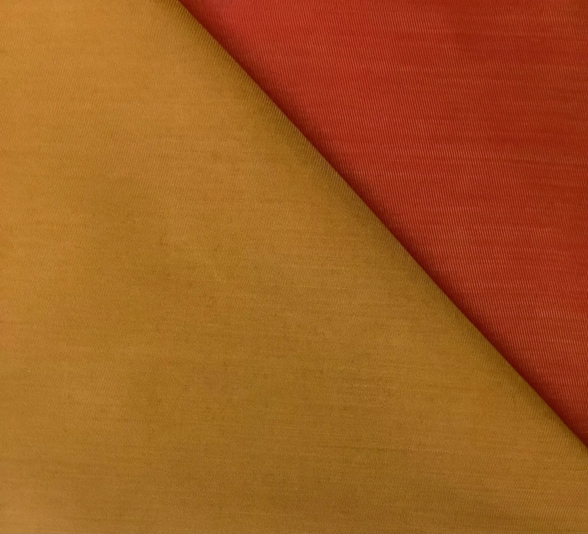 Silk & Wool Doubleside Iridescent Twill In Honey & Persimmon 