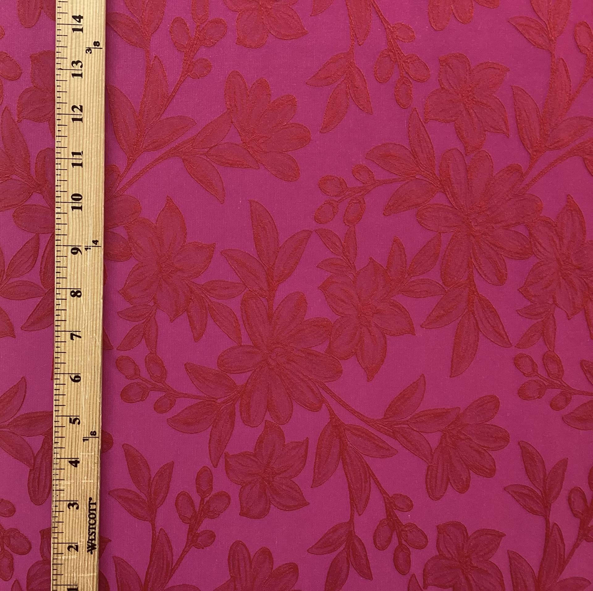 Imported Polyester & Nylon Floral Brocade In Lipsticks