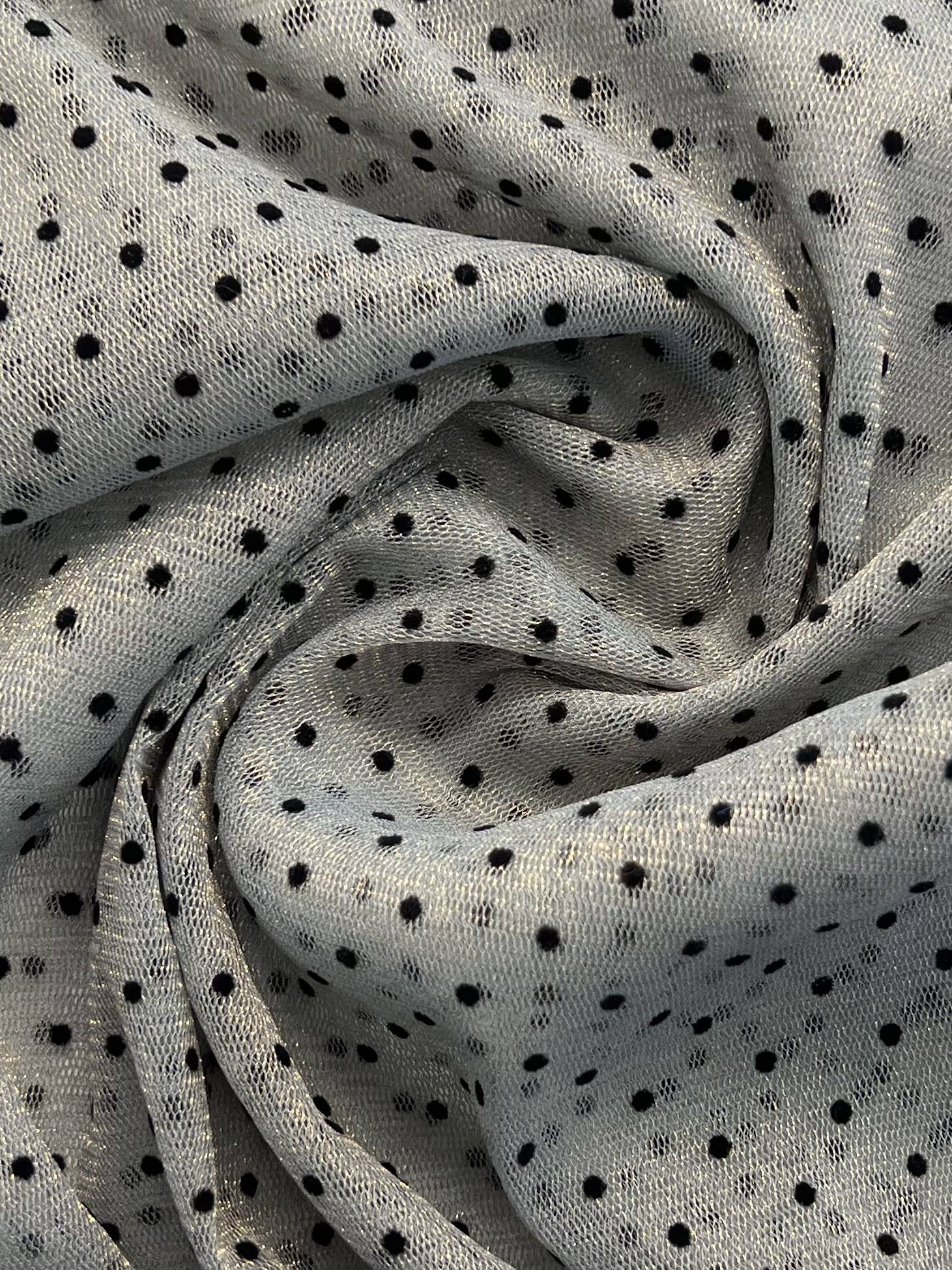 Flocked Dots on Metallic Tulle 