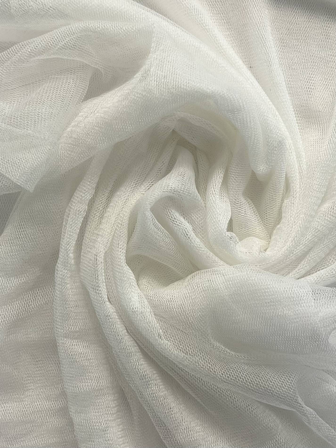 French Silk-Nylon Blend Tulle in Pale Ivory