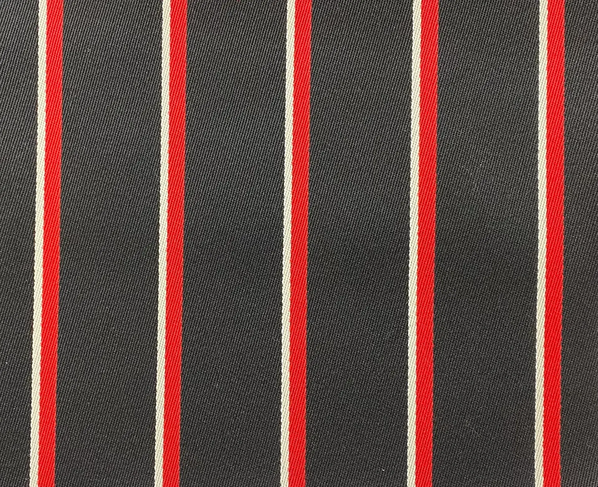 Italian Striped Wool Twill in Black Red