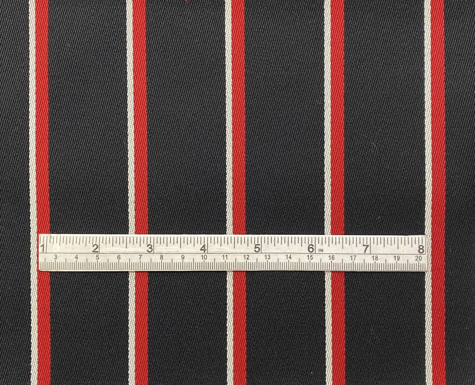 Italian Striped Wool Twill in Black Red