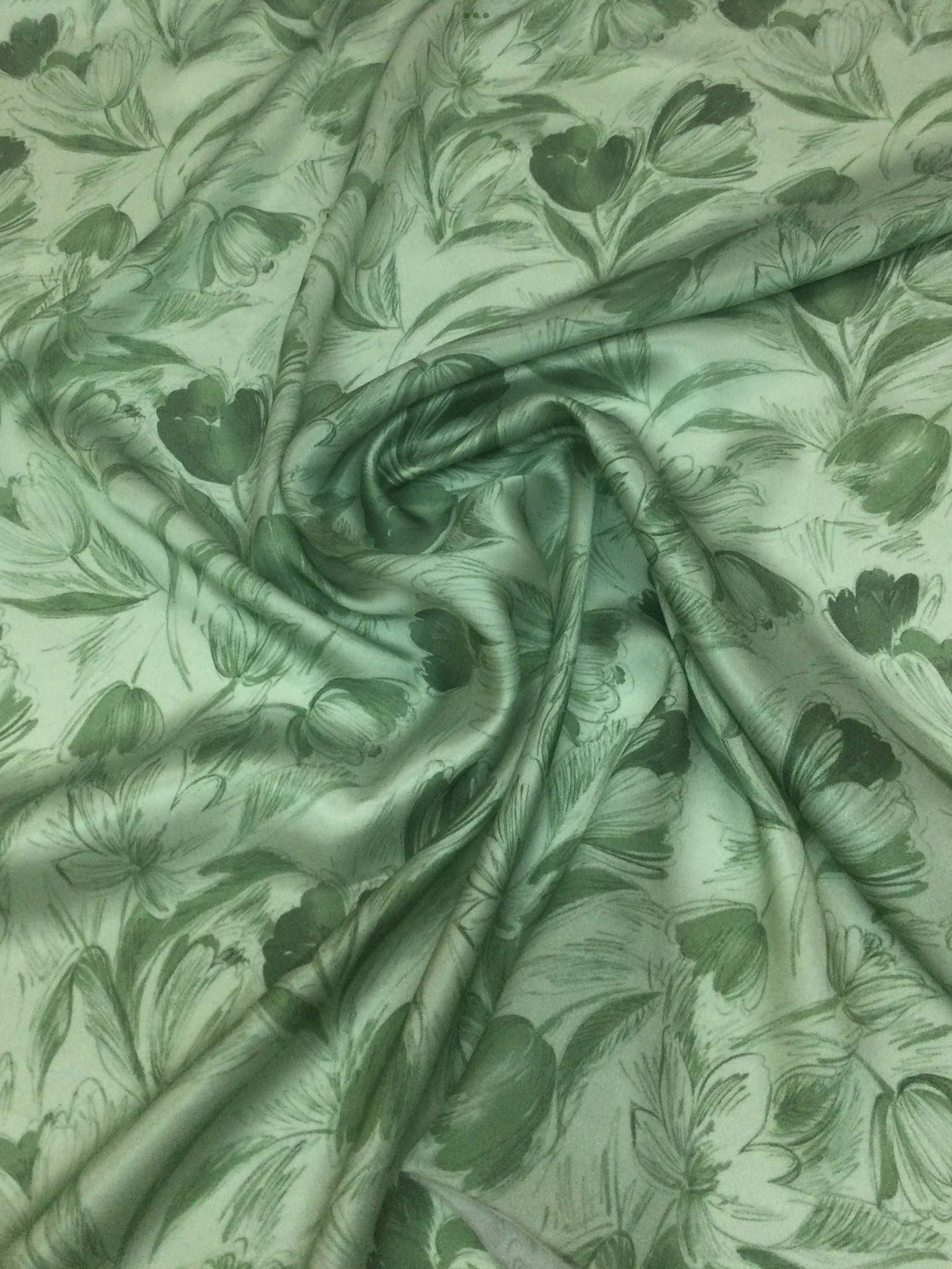 Printed Silk Charmeuse in Green