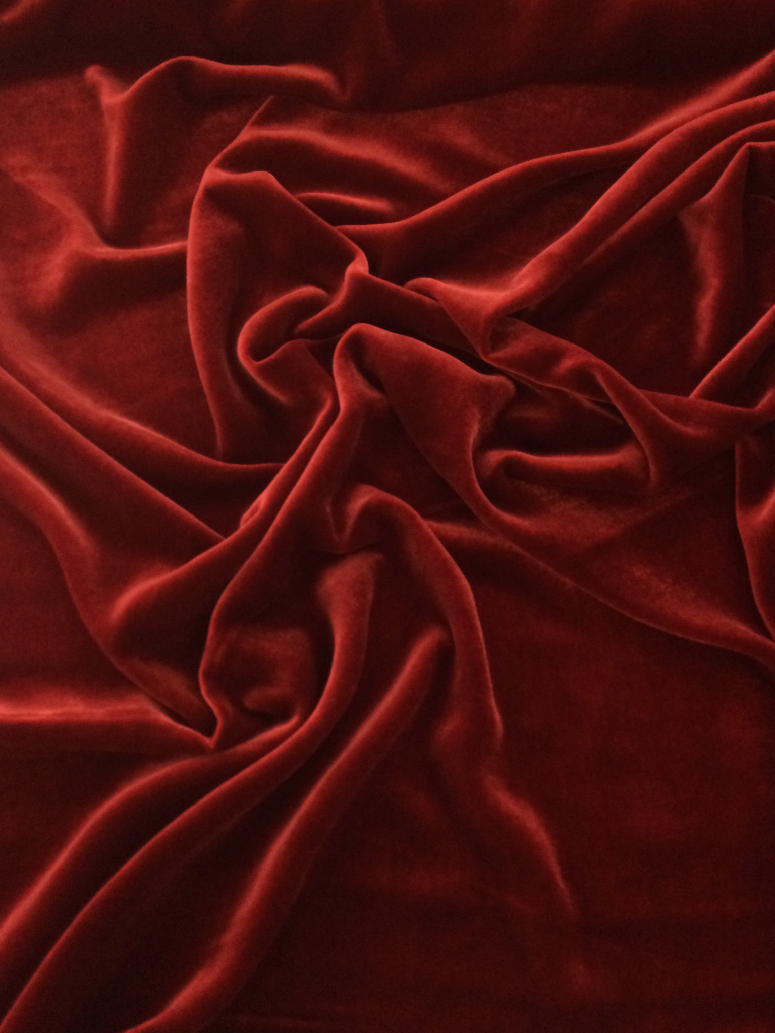 Silk and Rayon Velvet in Cherry Red