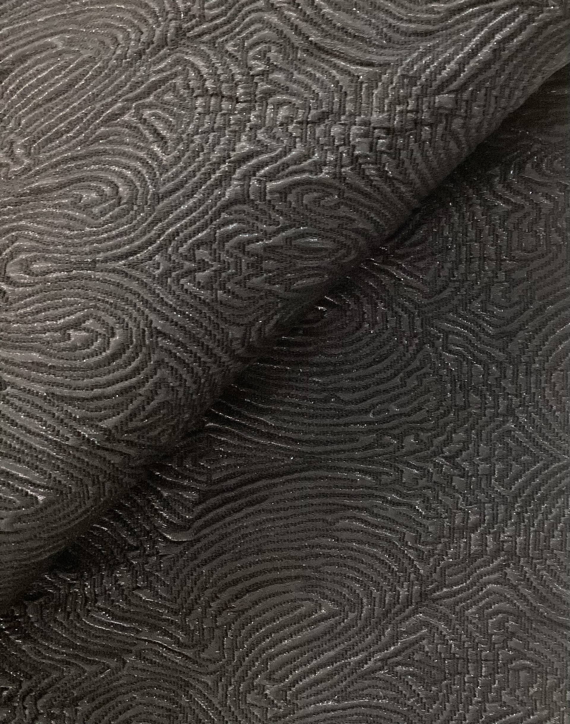 Italian Stretch Cloqué in Lurex Black