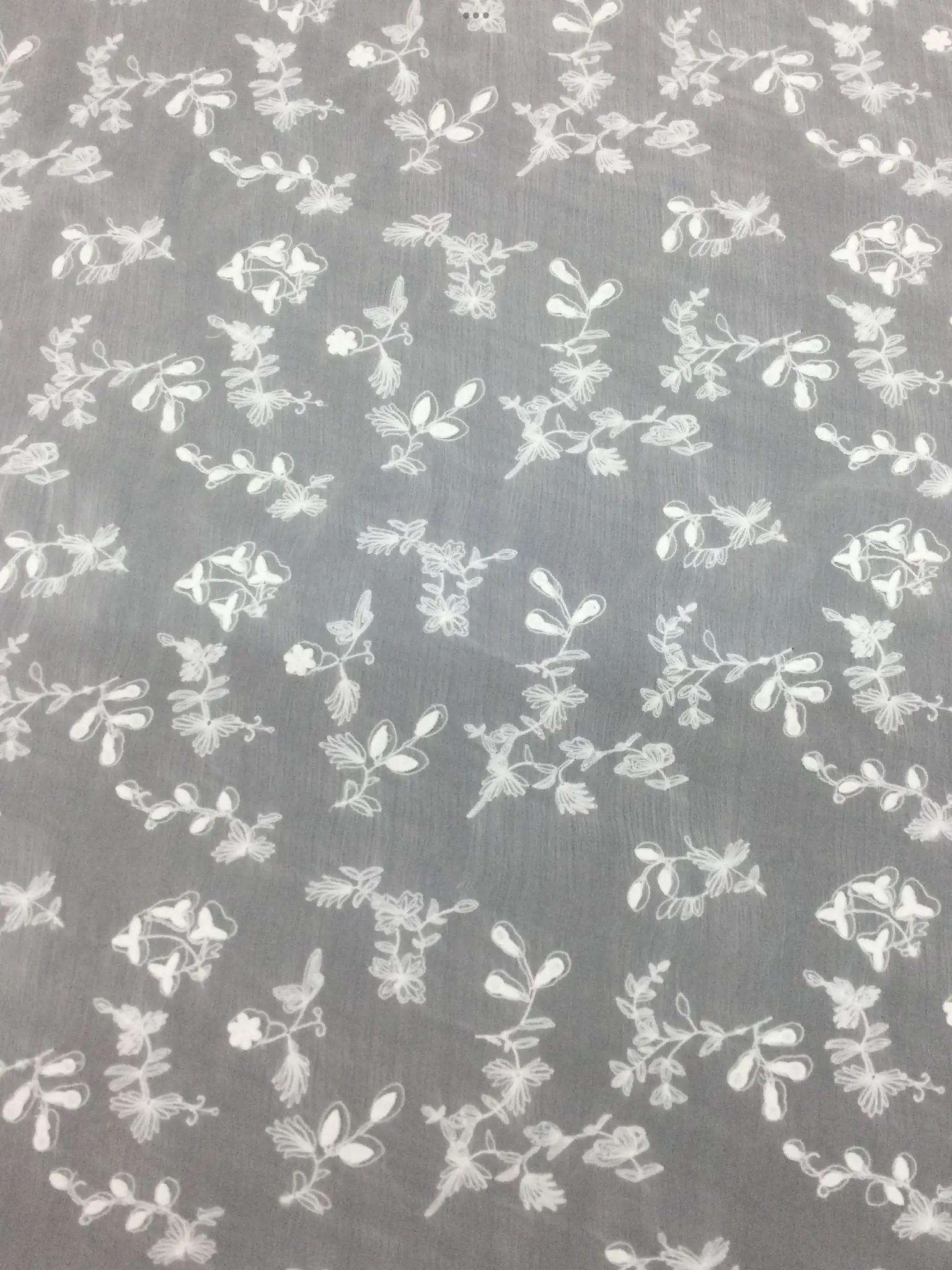 Embroidered Crinkled Silk Chiffon in Off White