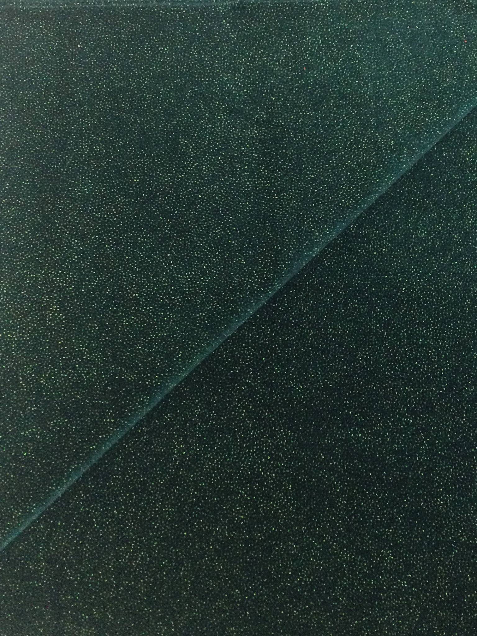 Polyester and Lycra Blend Stretch Glitter Velvet in Hunter