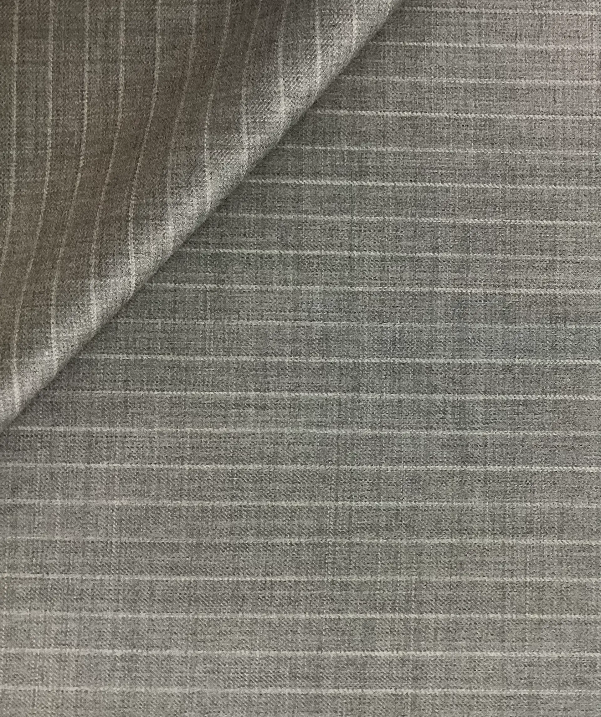 Made in England 100% Wool Super 120's Pinstripe In Medium Grey 