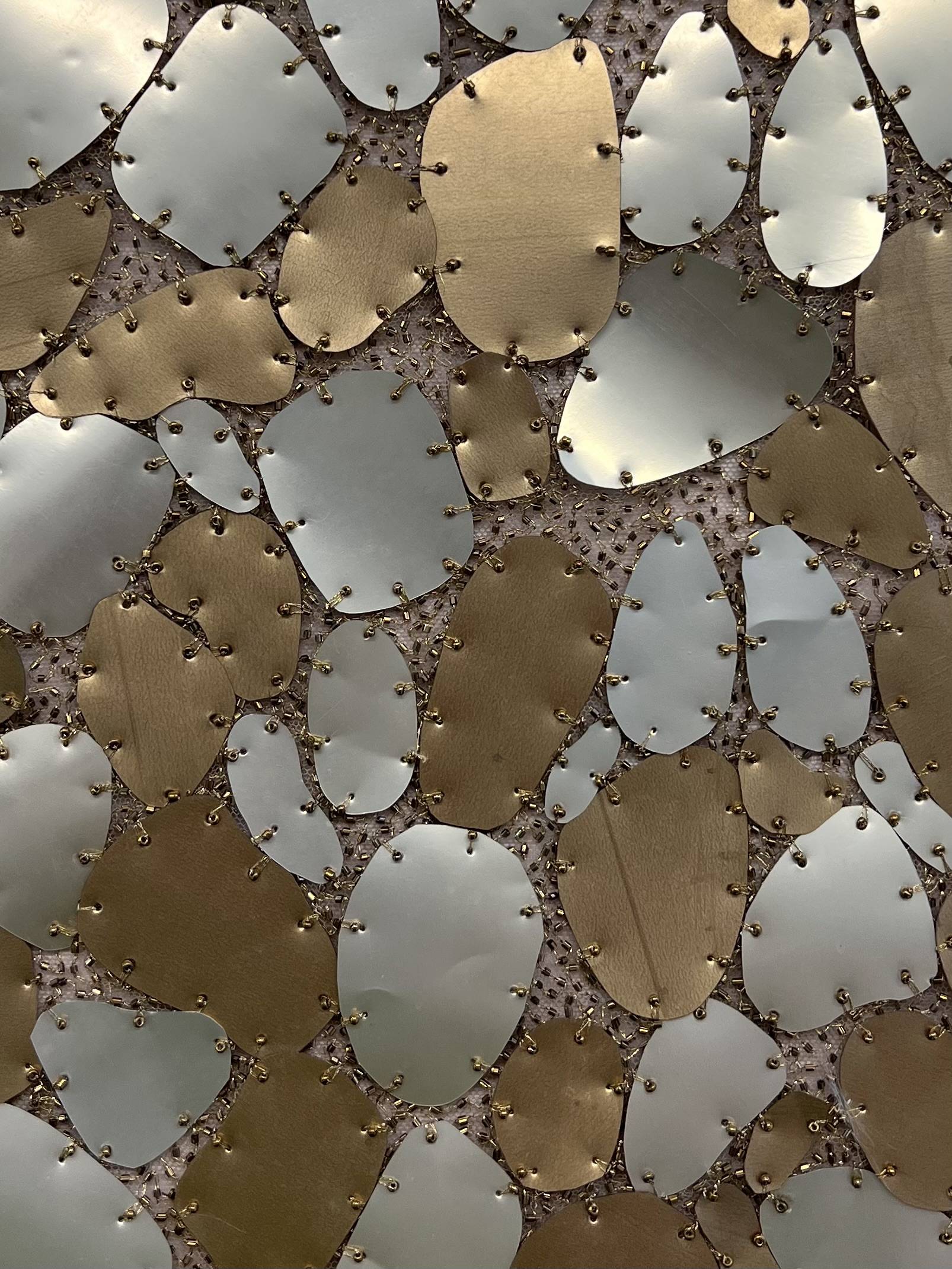 Mixed Metal Plates on Nylon Tulle