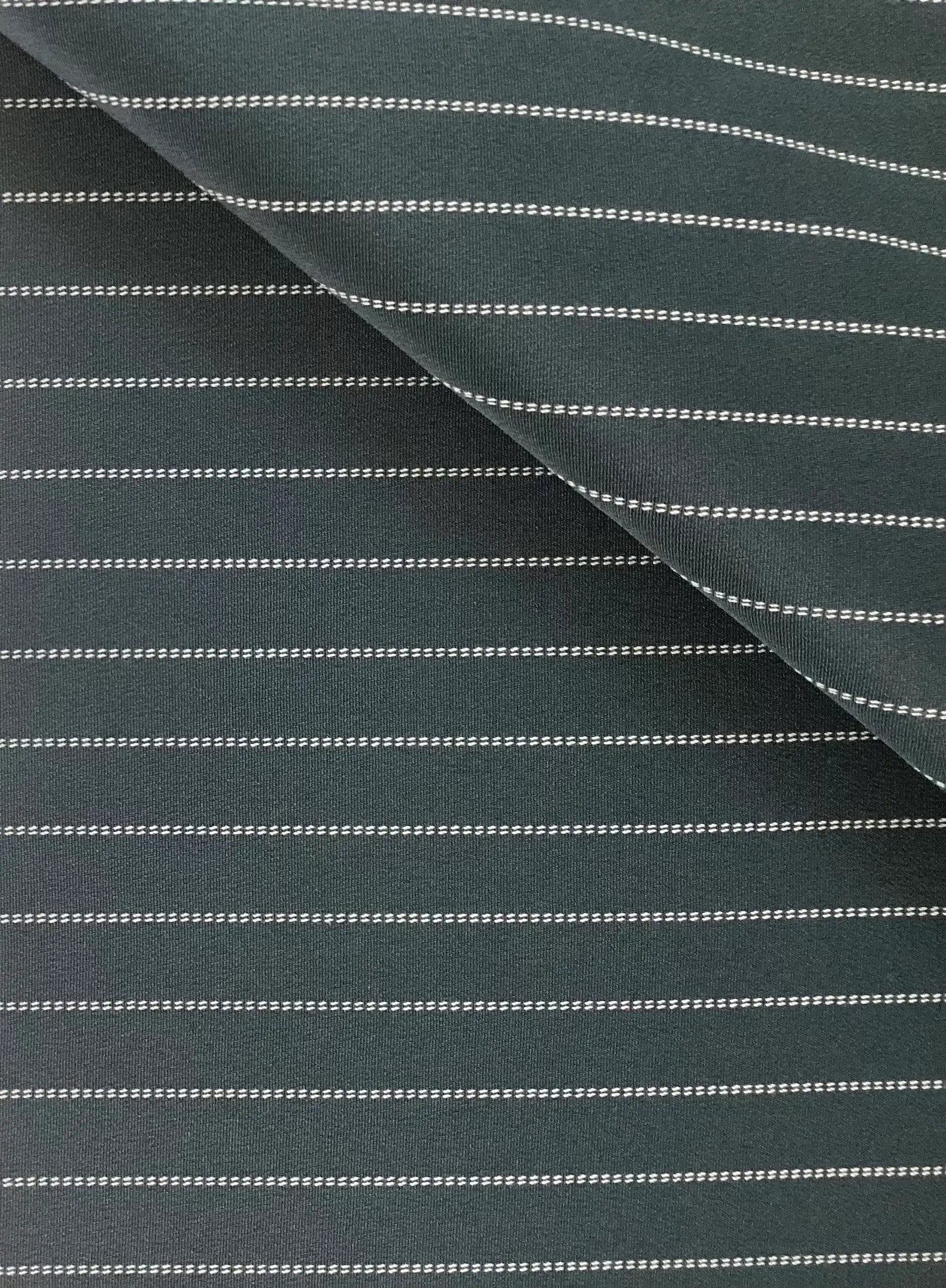 100% Silk 4 Ply Crepe Stripe in Navy Teal