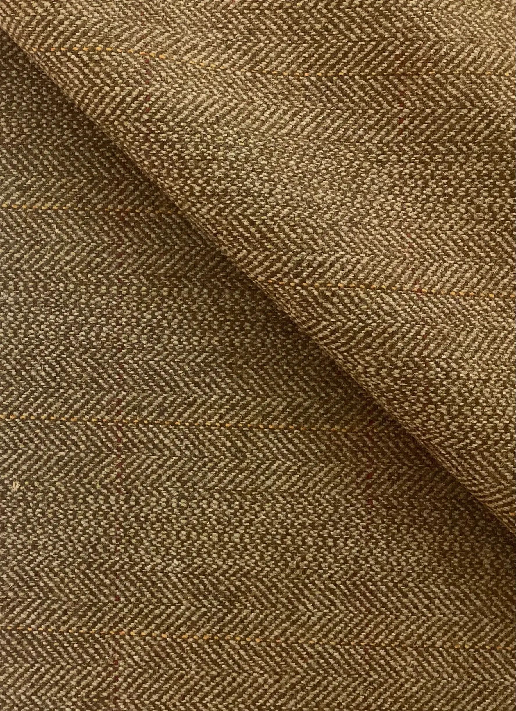 Made in England 100% Wool Herringbone in Bark