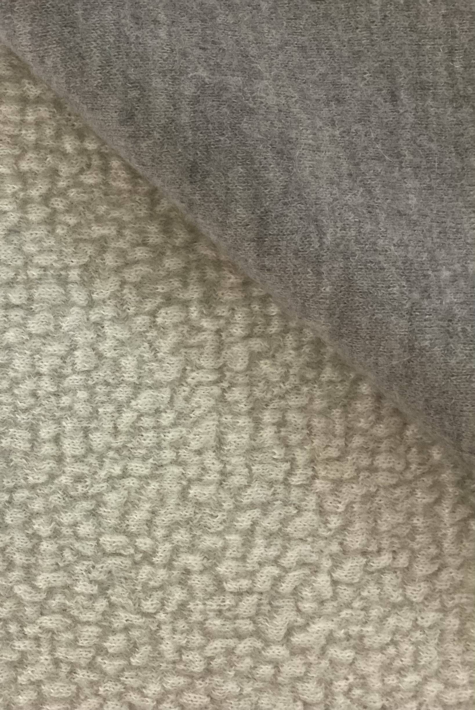 Italian Wool Doubleface Novelty Knit In Grey & Ivory