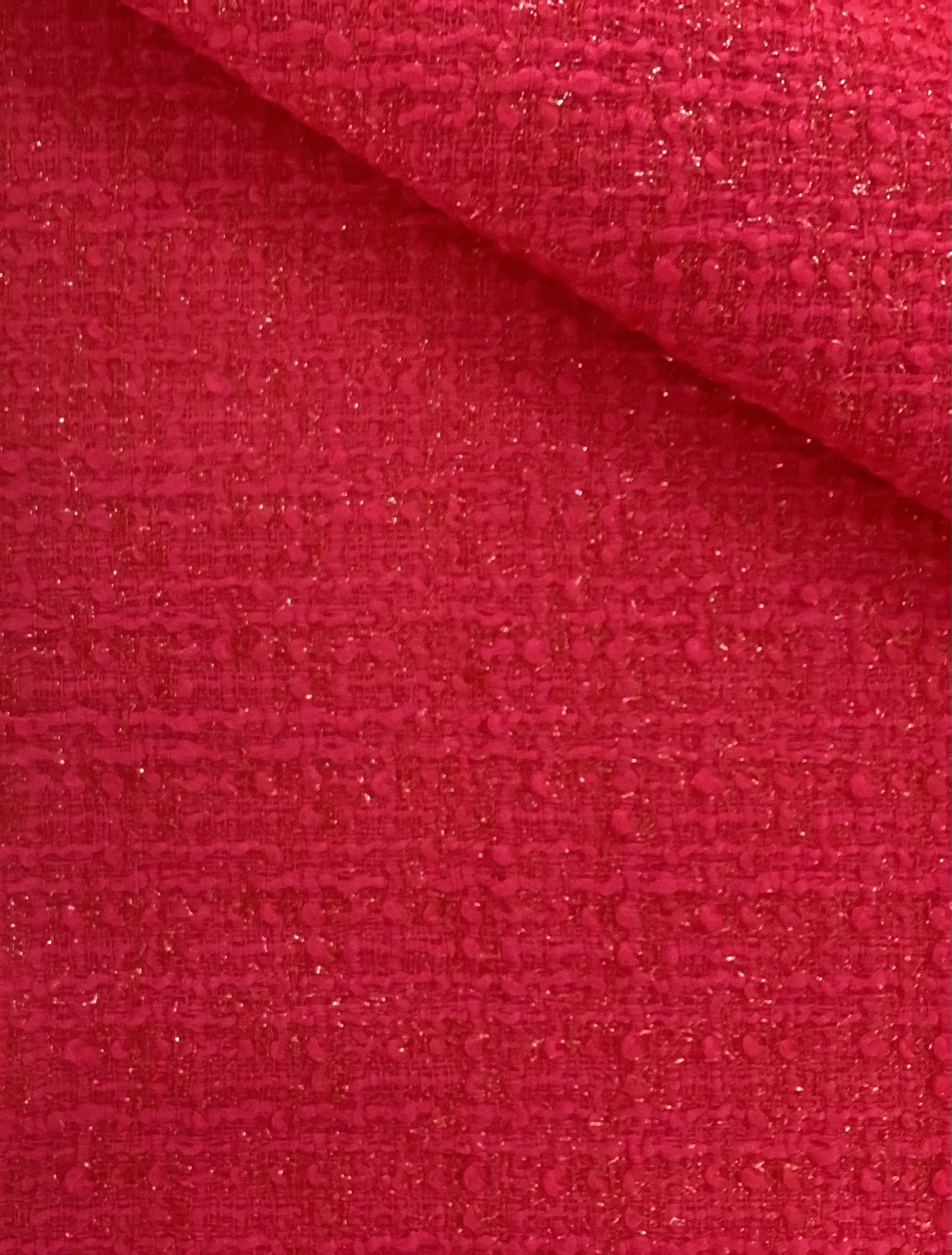 Italian Wool Nylon Lurex Tweed in Cyclamen