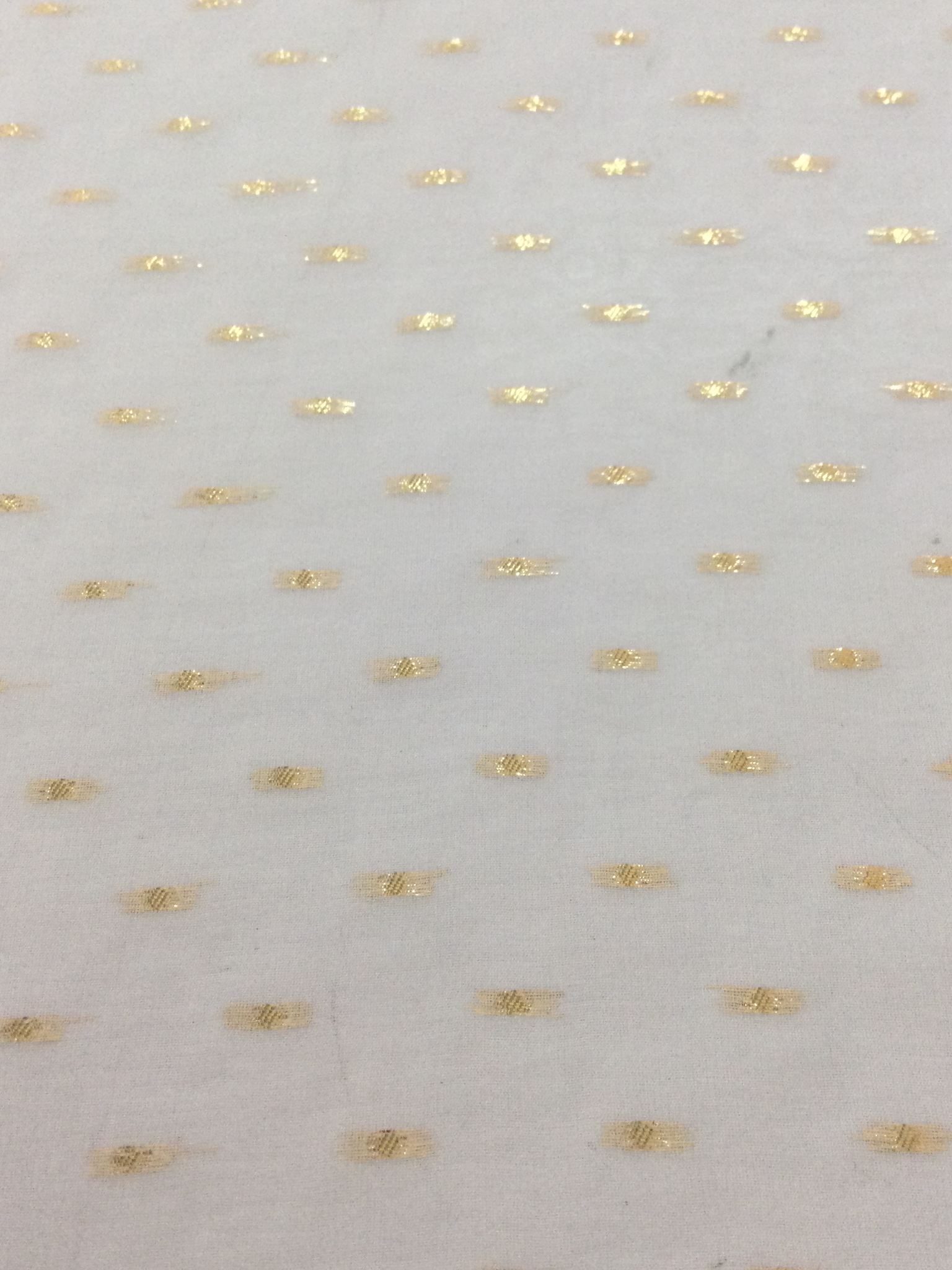Silk Chiffon w/ Gold Metallic Dots in Ivory