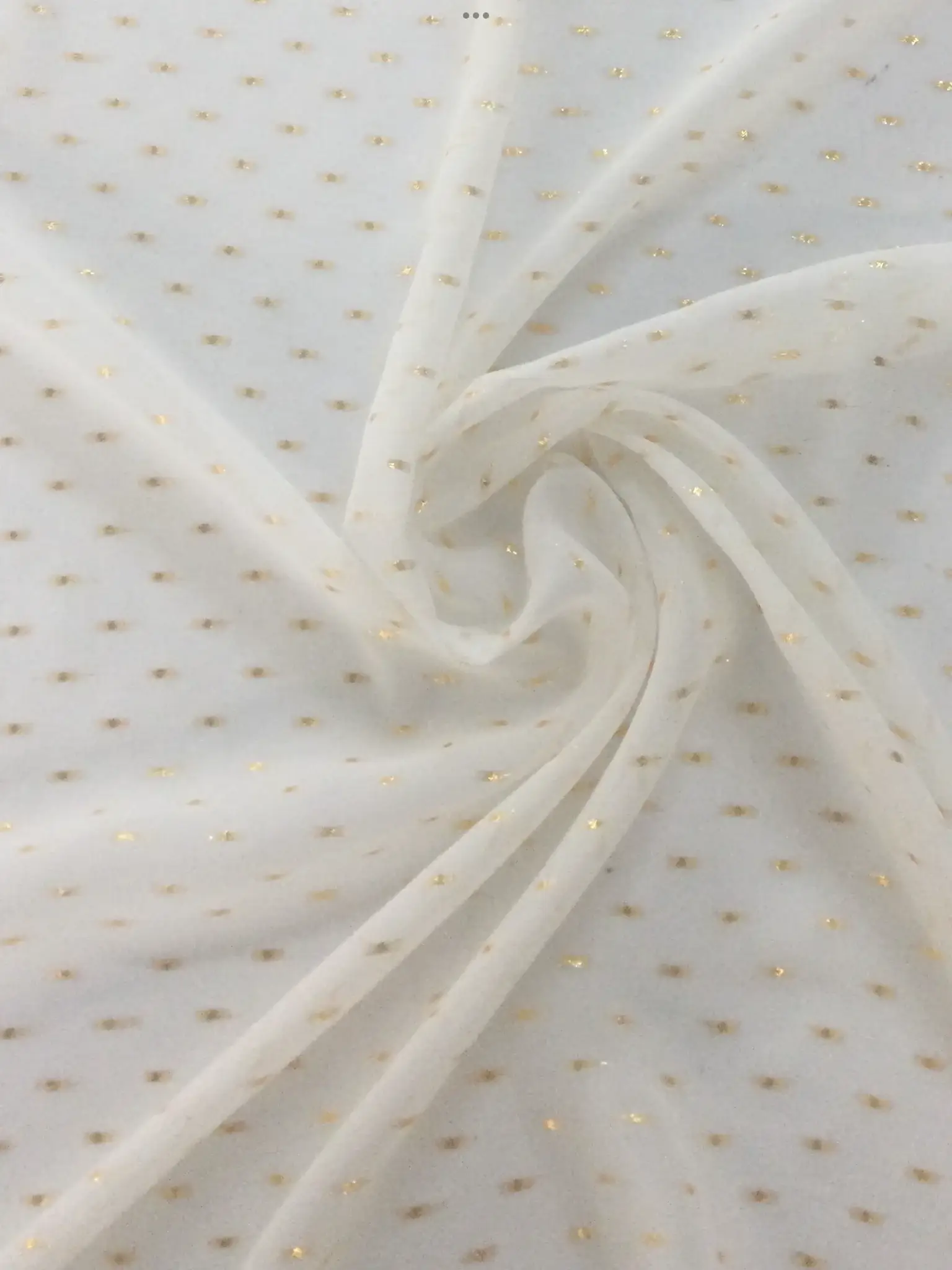 Silk Chiffon w/ Gold Metallic Dots in Ivory