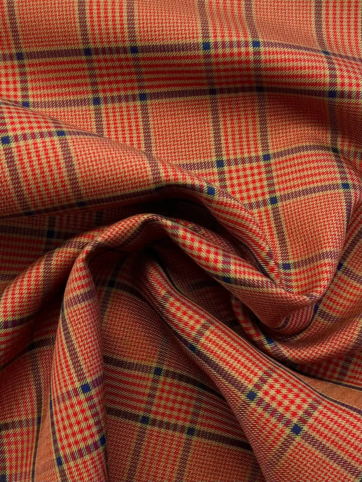 Vintage Italian Woven Silk Plaid in Cinnamon
