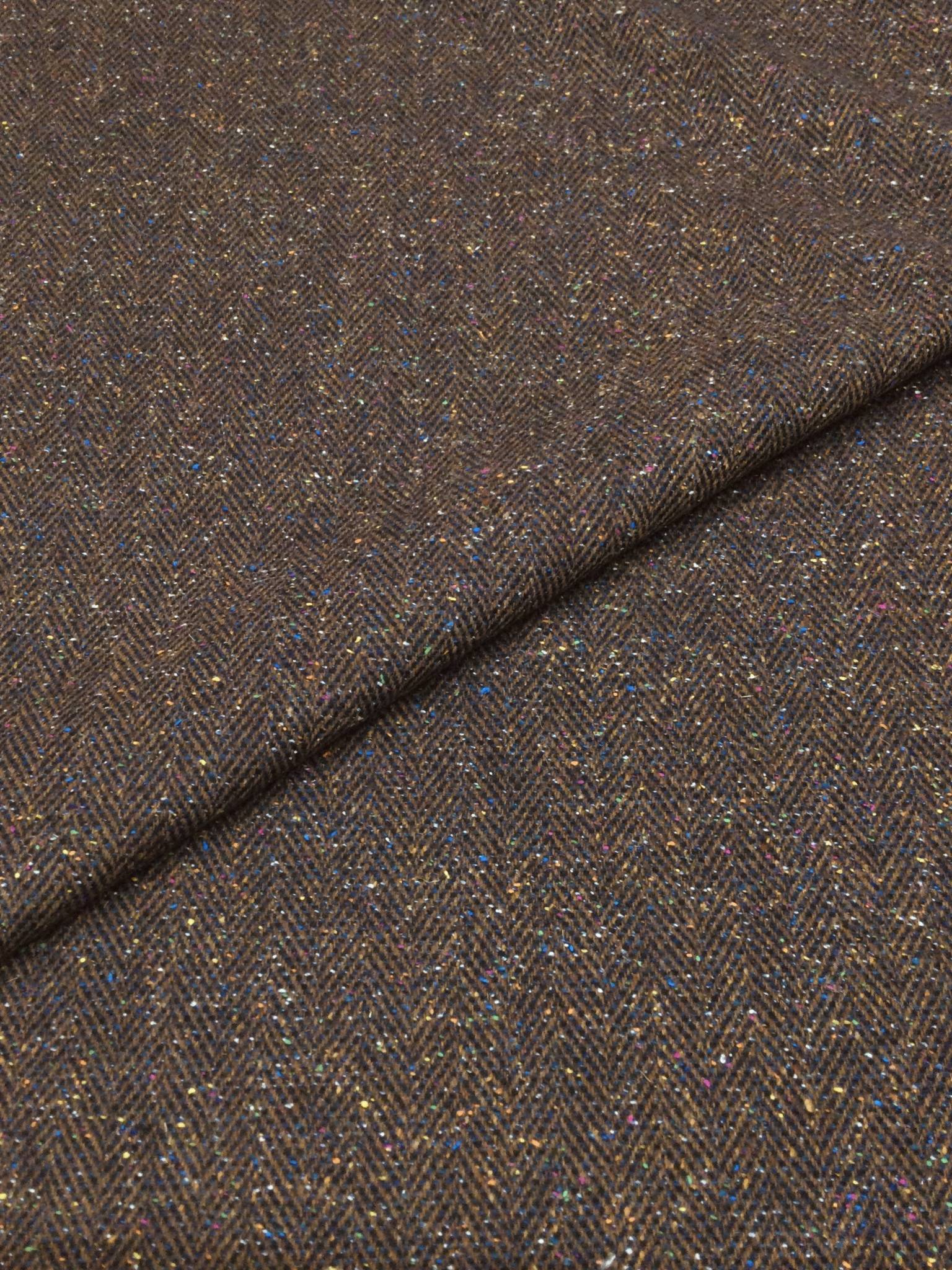 Wool Herringbone Tweed in Brown