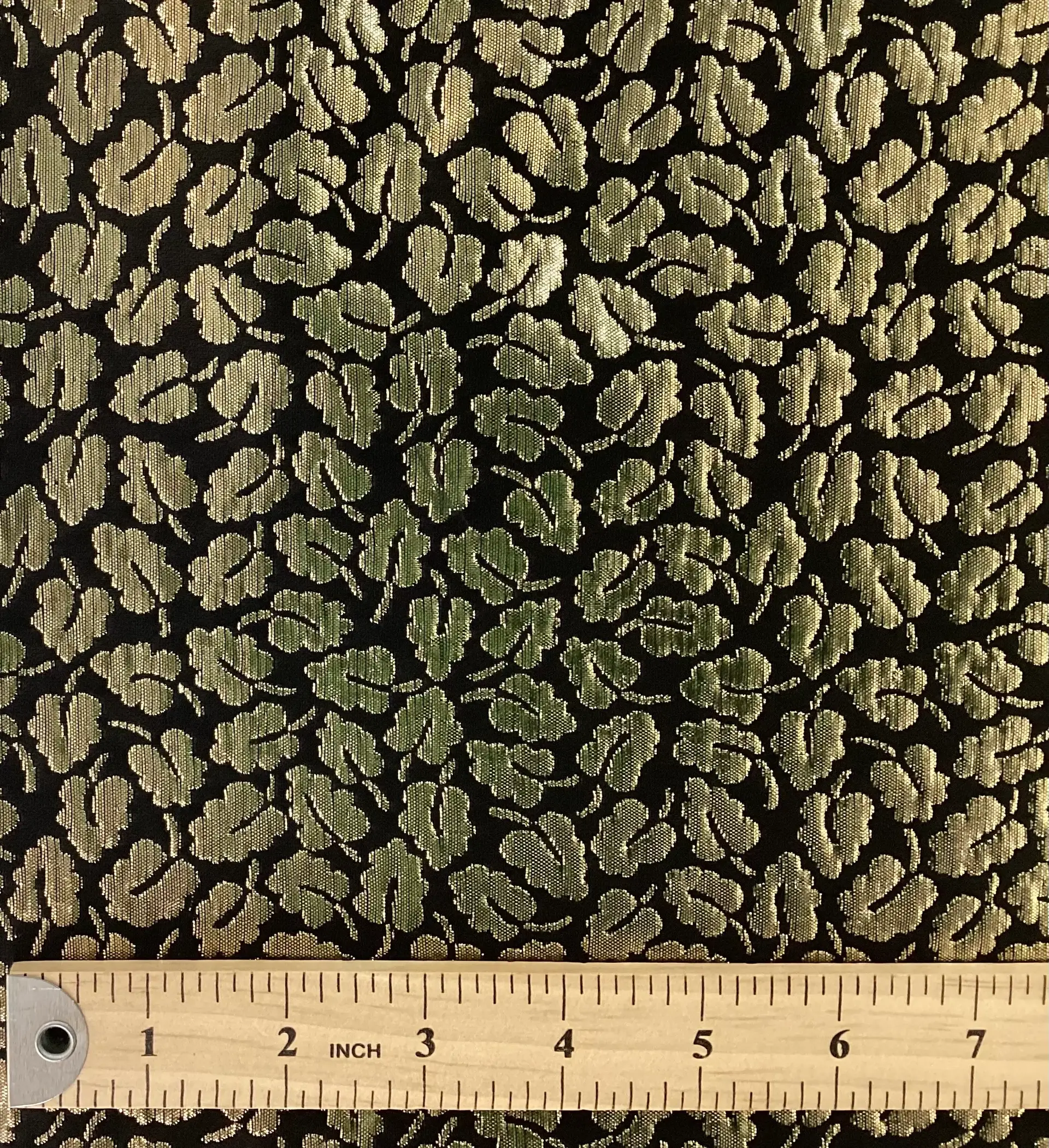 Rayon Acetate & Metallic Brocade In Leavy Pattern Black & Metallic Gold