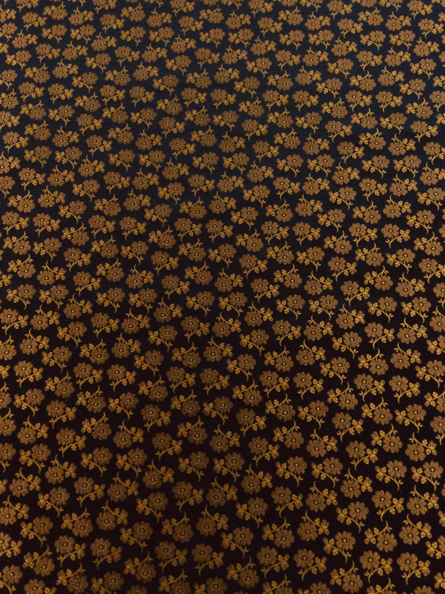 Italian Silk Tie Brocade Navy with Burnt Orange Flowers